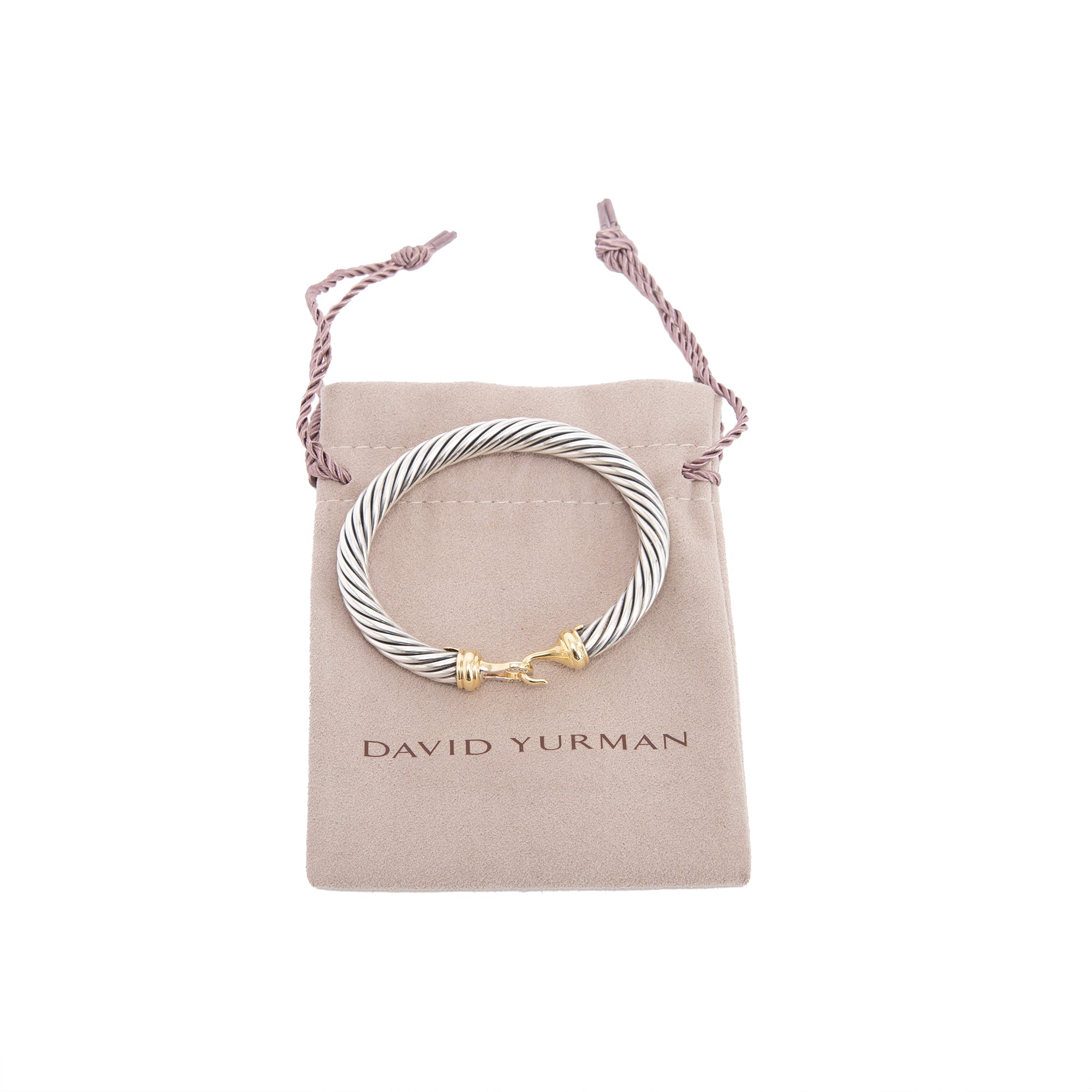 David Yurman Two-Tone Diamond Buckle Cable Bracelet