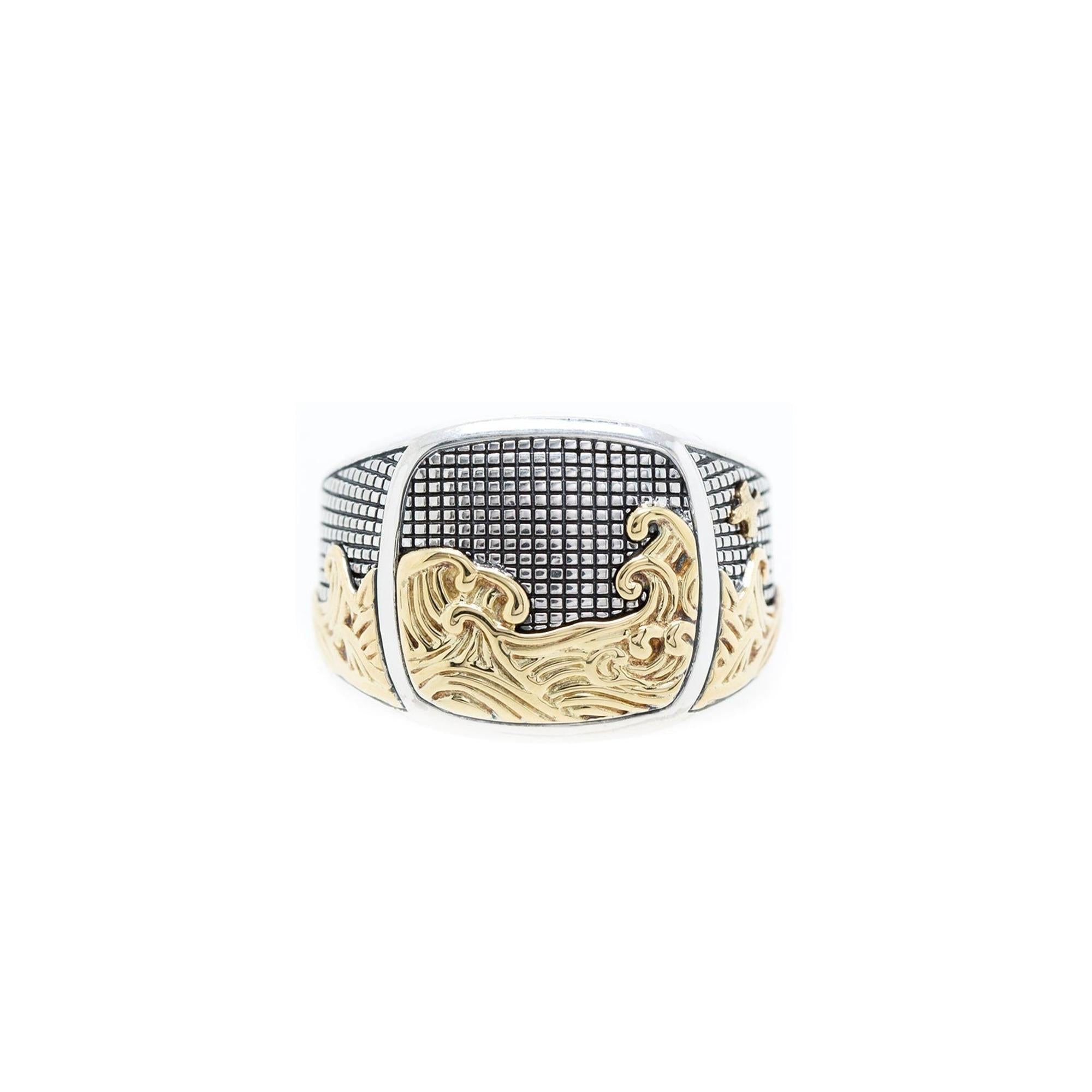 David Yurman Two-Tone Waves Signet Ring