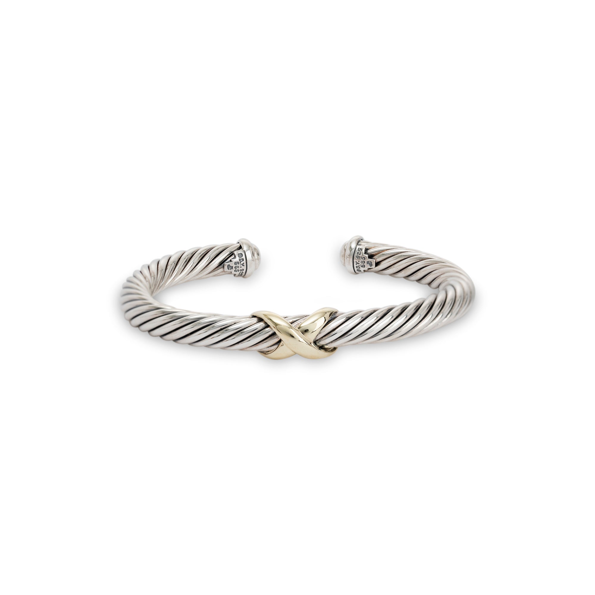 David Yurman Two-Tone X Station Bracelet, 7 MM
