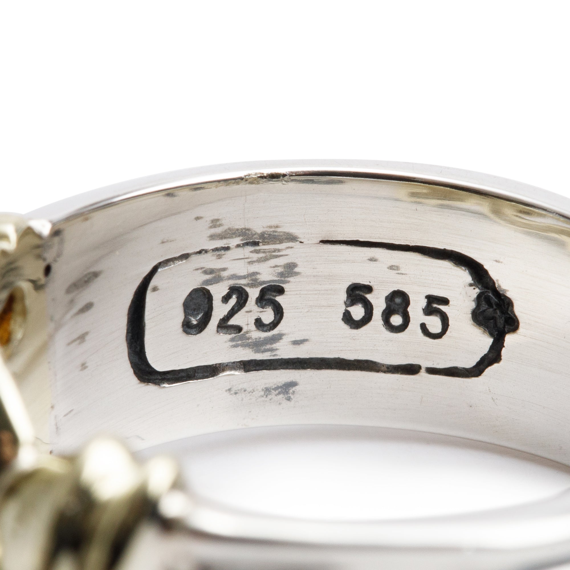 David Yurman Vintage Sterling Silver & 14k Yellow Gold Buckle Ring, Size 6