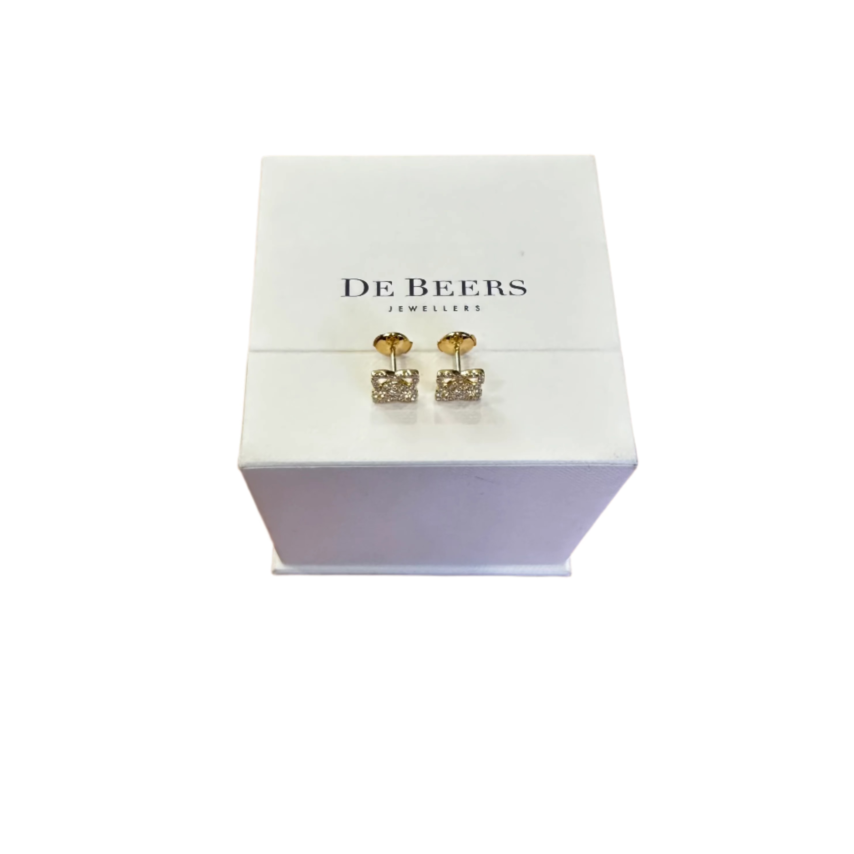 De Beers 18k Yellow Gold Diamond Enchanted Lotus Earrings w/ Box