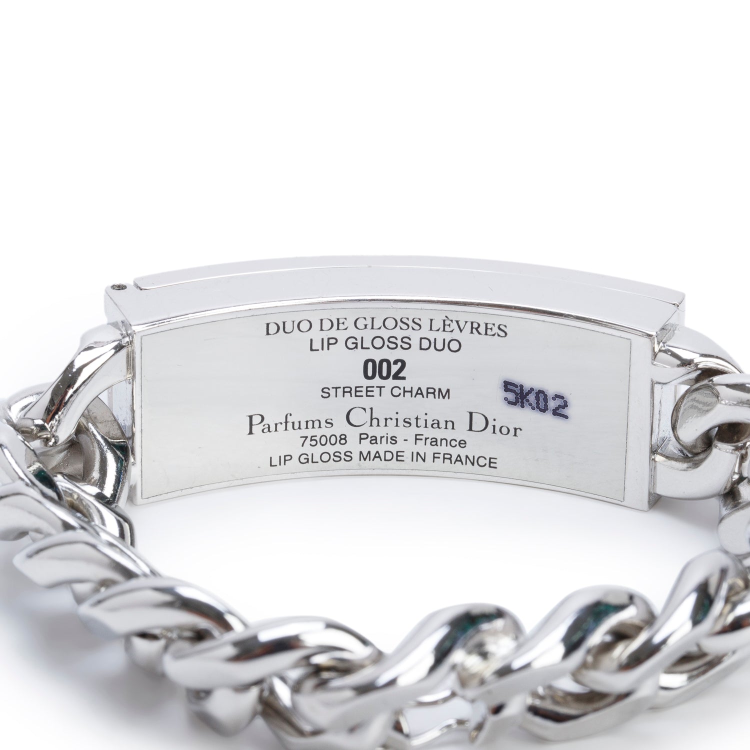 Christian Dior Silver Metal Gorumette Chain Lip Gloss Duo Bracelet