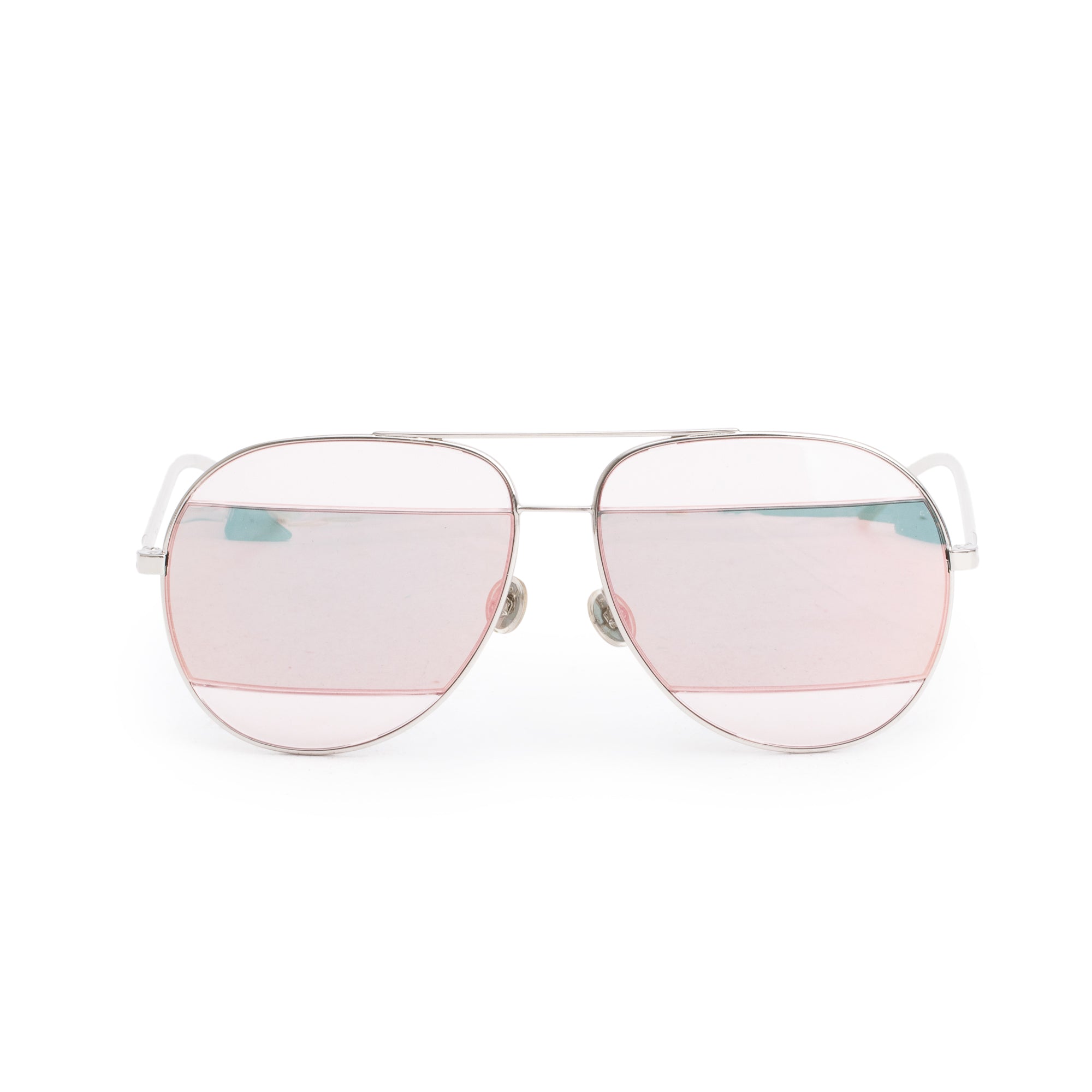 Dior Silver-Tone Metal Frame DiorSplit 2 Aviator Sunglasses w/ Case