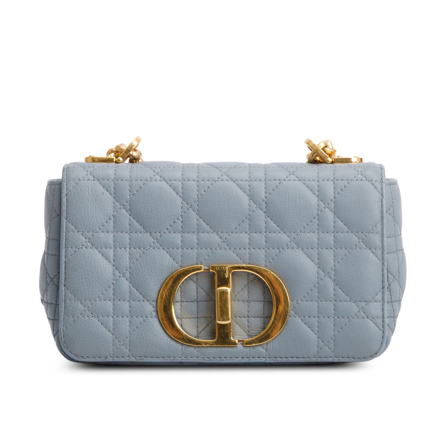 Christian Dior 2021 Grey Supple Cannage Calfskin Leather Small Dior Caro Bag