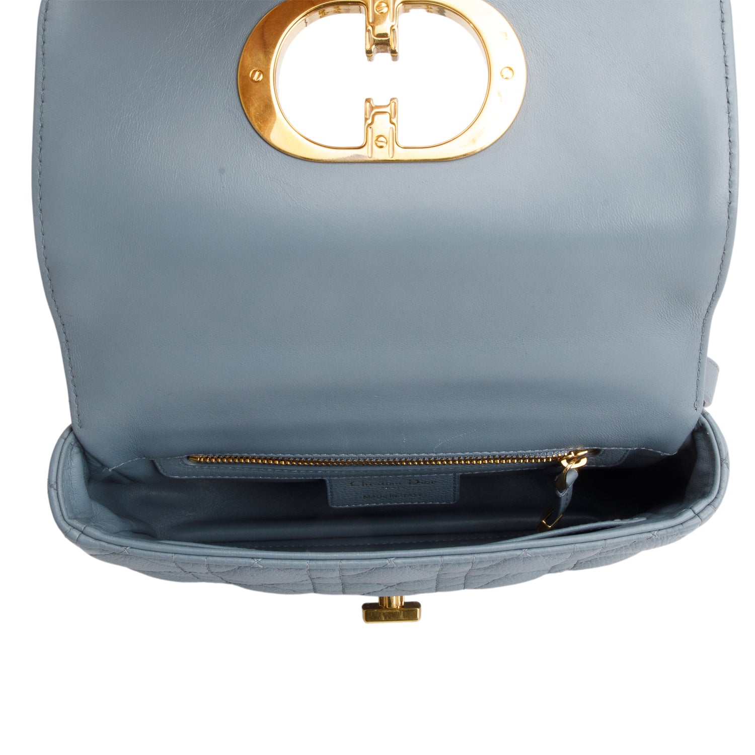 Christian Dior 2021 Grey Supple Cannage Calfskin Leather Small Dior Caro Bag