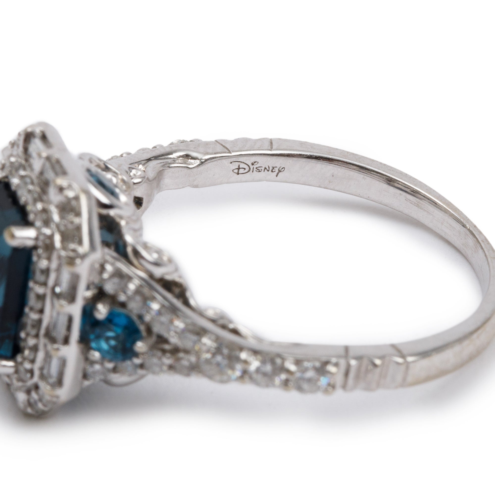 Disney 14k White Gold Blue Topaz & Diamond Ring, Size 7.75