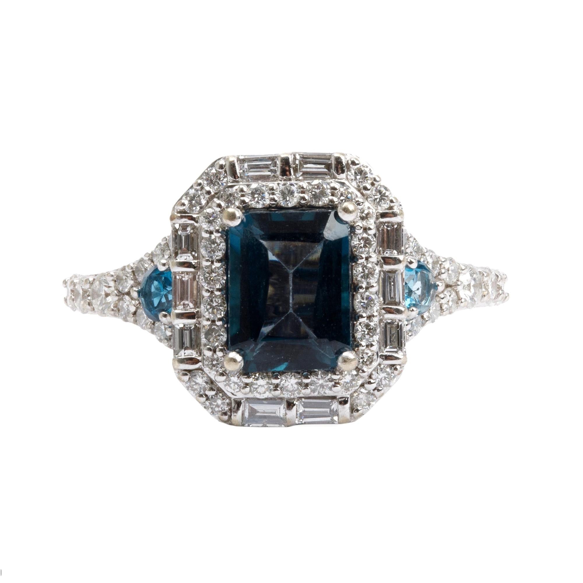 Disney 14k White Gold Blue Topaz & Diamond Ring, Size 7.75