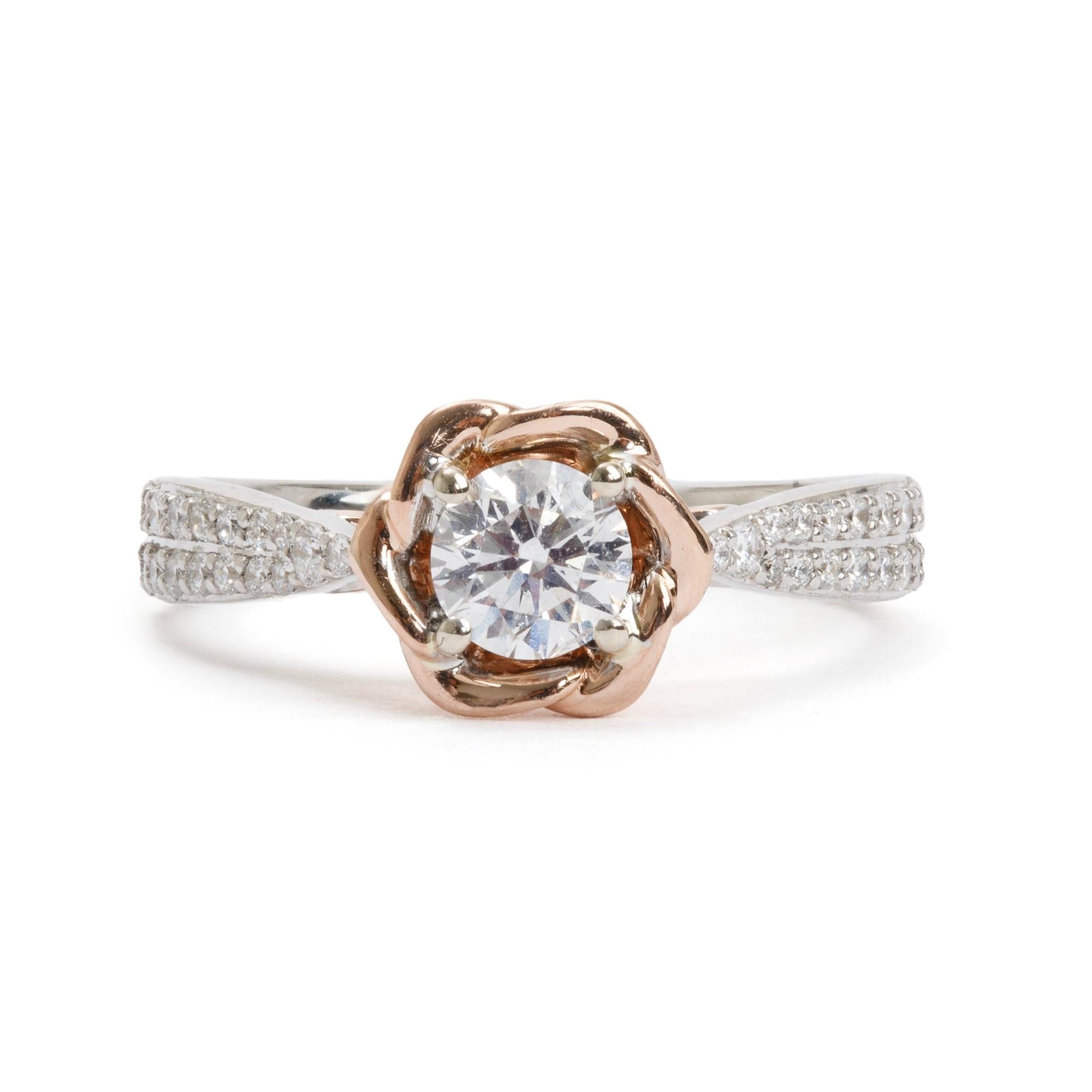 Disney 14k White & Rose Gold Diamond Ring, Size 5.25