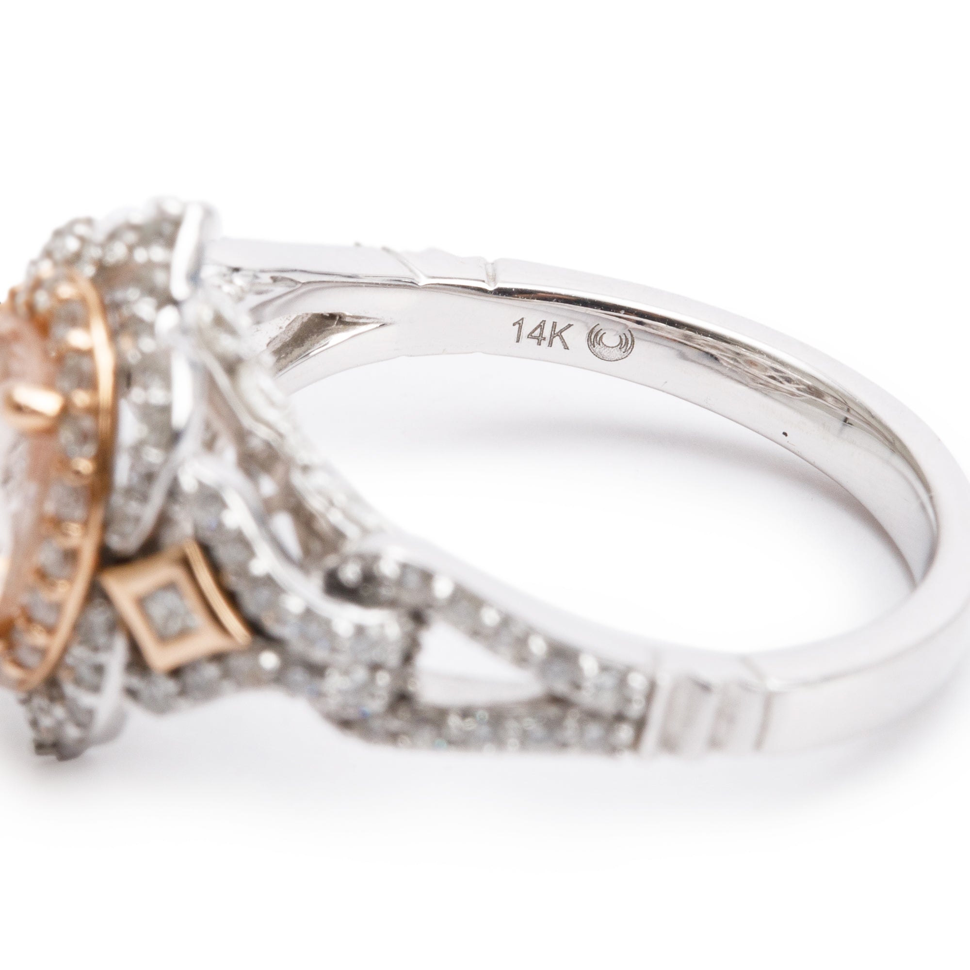 Disney 14k White & Rose Gold Morganite & Diamond Ring, Size 7