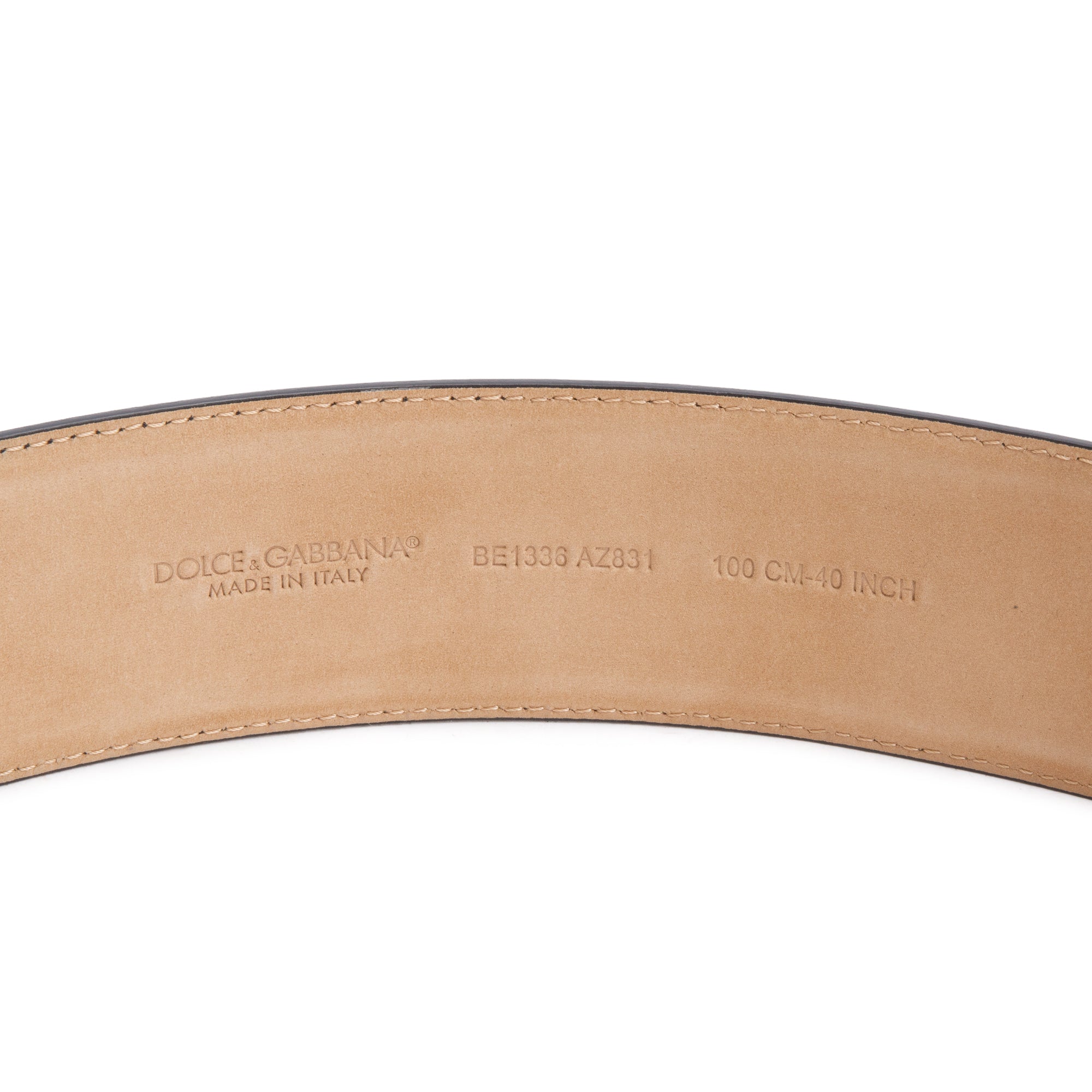 Dolce & Gabbana Black Calf Leather Belt with Baroque DG Logo 100 40