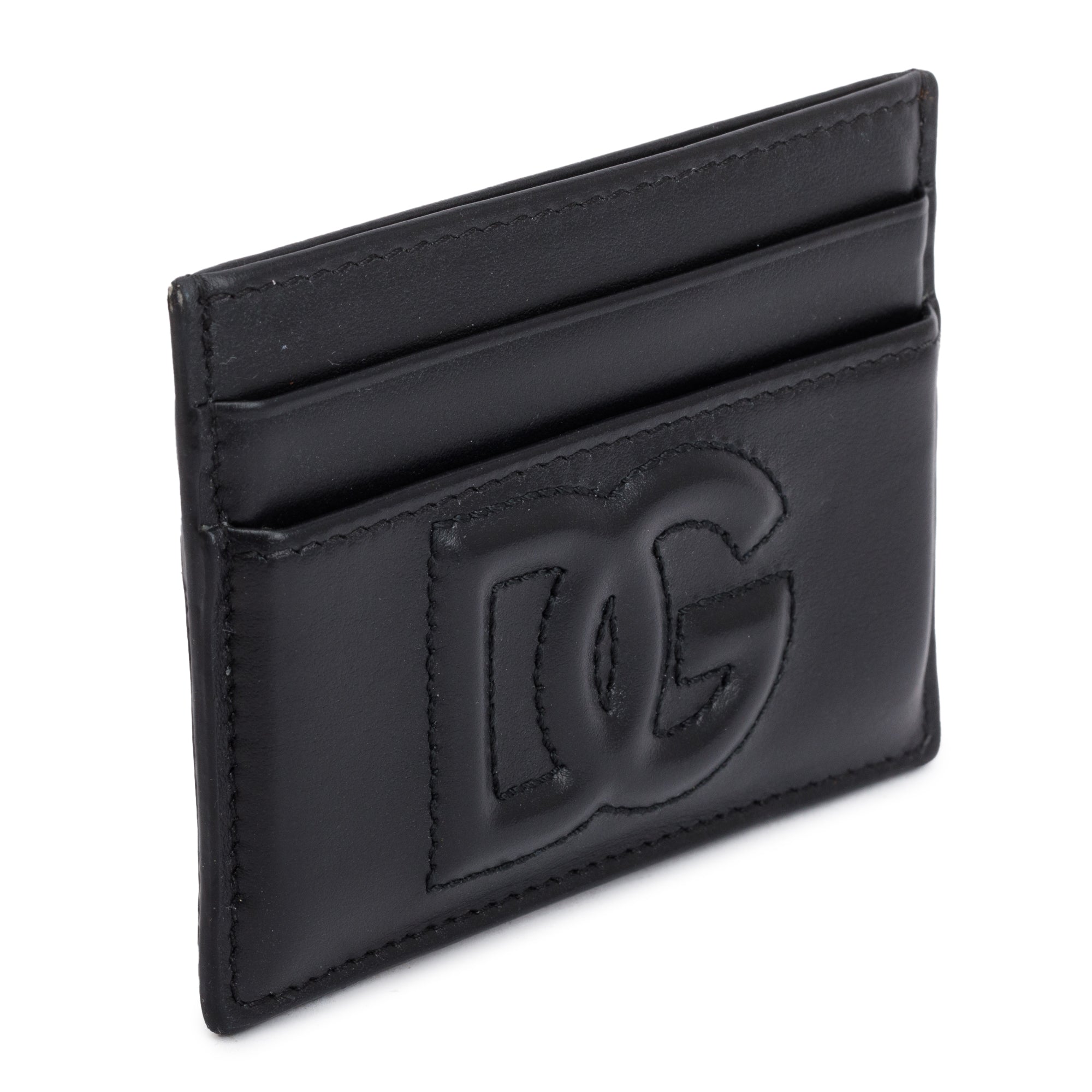 Dolce & Gabbana Black Calfskin Leather DG Logo Card Holder