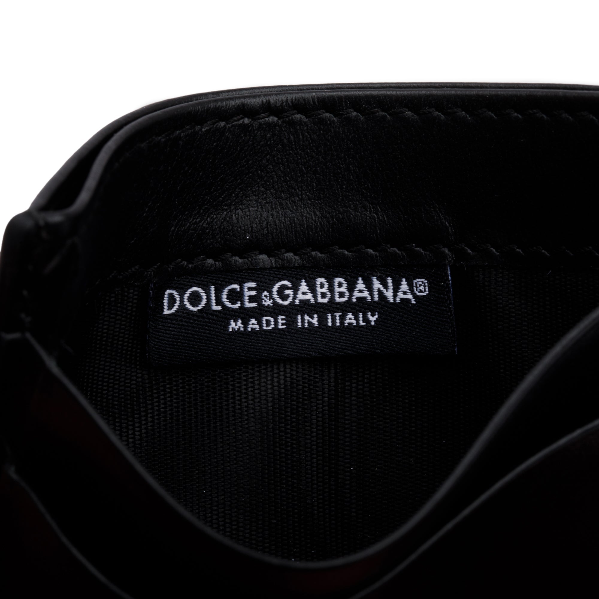 Dolce & Gabbana Black Calfskin Leather DG Logo Card Holder