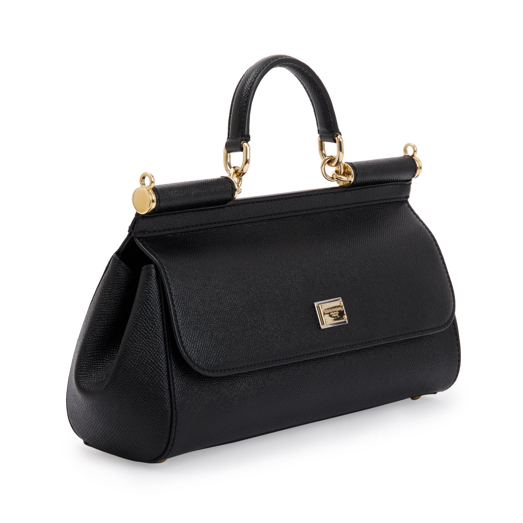 Dolce & Gabbana Black Calfskin Leather East West Miss Sicily Bag w/ Strap