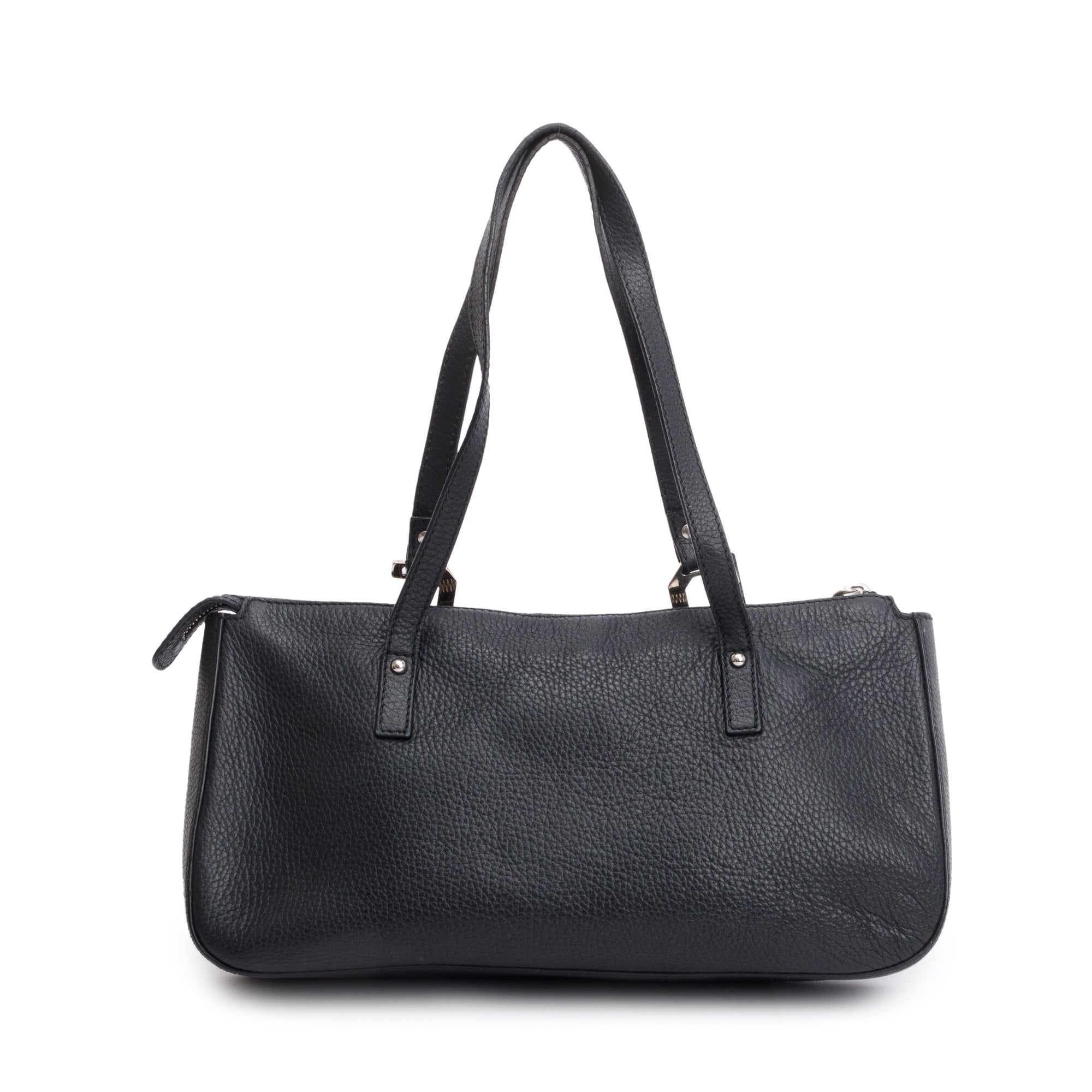Dolce & Gabbana Black Calfskin Leather Logo D-Ring Shoulder Bag