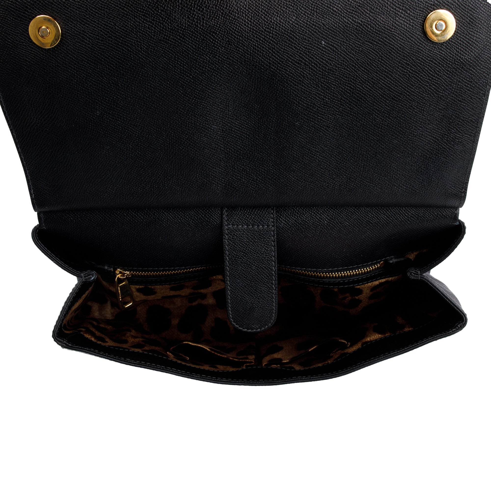 Dolce & Gabbana Black Leather Large Miss Sicily Bag w/ Strap & Authenticity Card