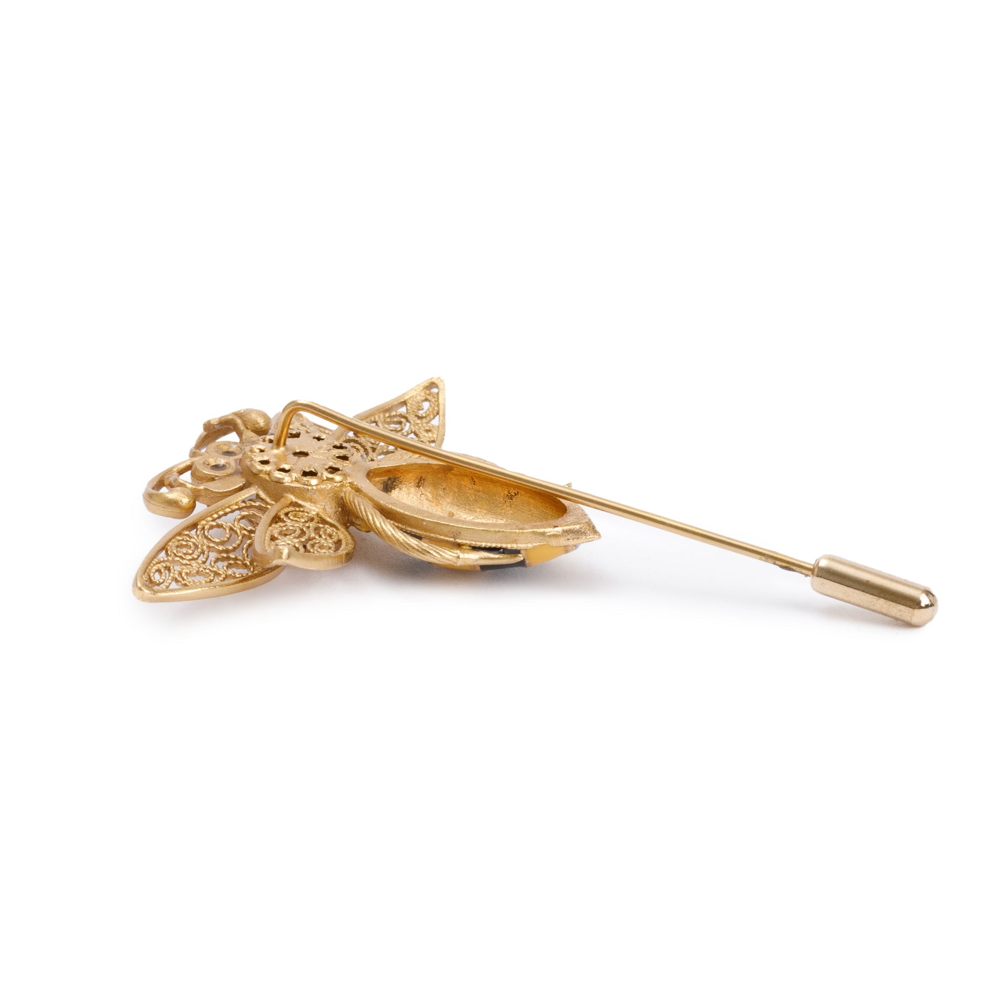 Dolce & Gabbana Brass Crystal Bee Pin w/ Box