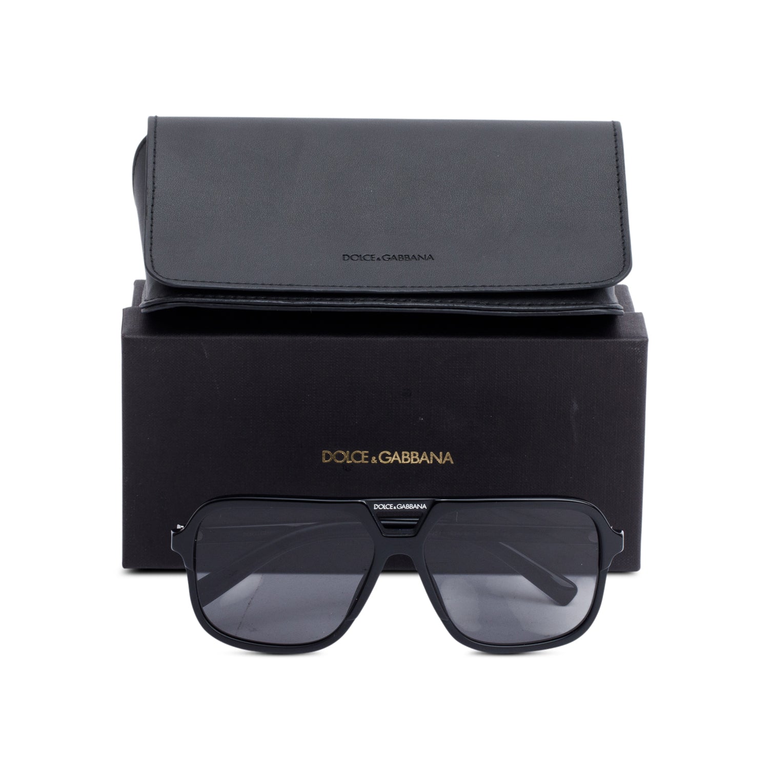 Dolce & Gabbana DG4354 Black Acetate Angel Square Sunglasses w/ Box & Case
