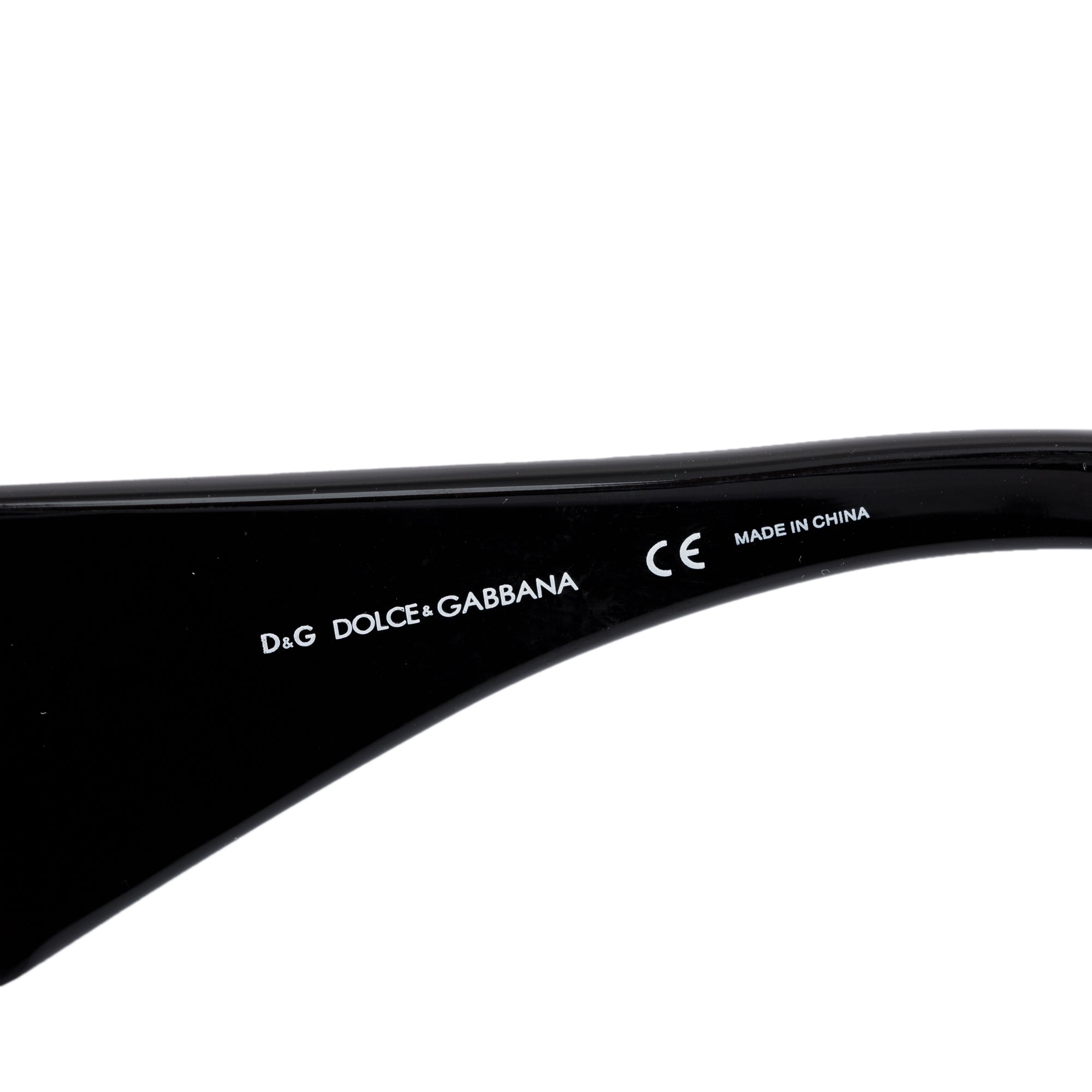 Dolce & Gabbana D&G6021-B Black Acetate Rhinestone Shield Sunglasses w/ Case