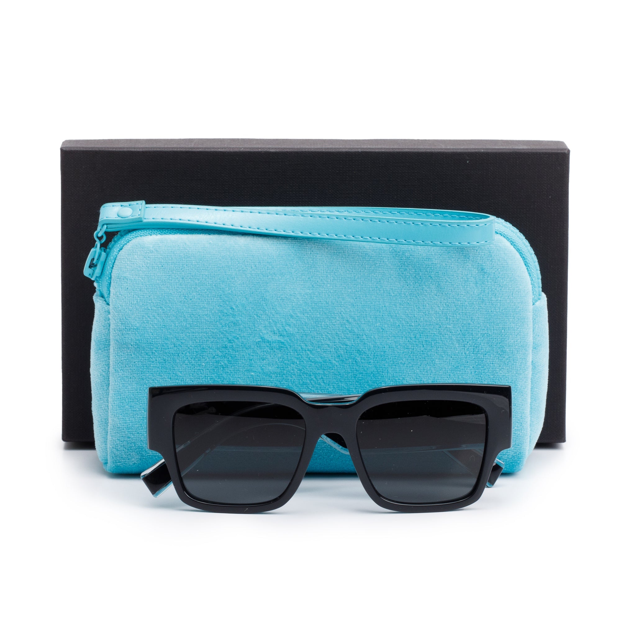 Dolce & Gabbana DG6184 Black Acetate DG Elastic Square Sunglasses w/ Box & Case