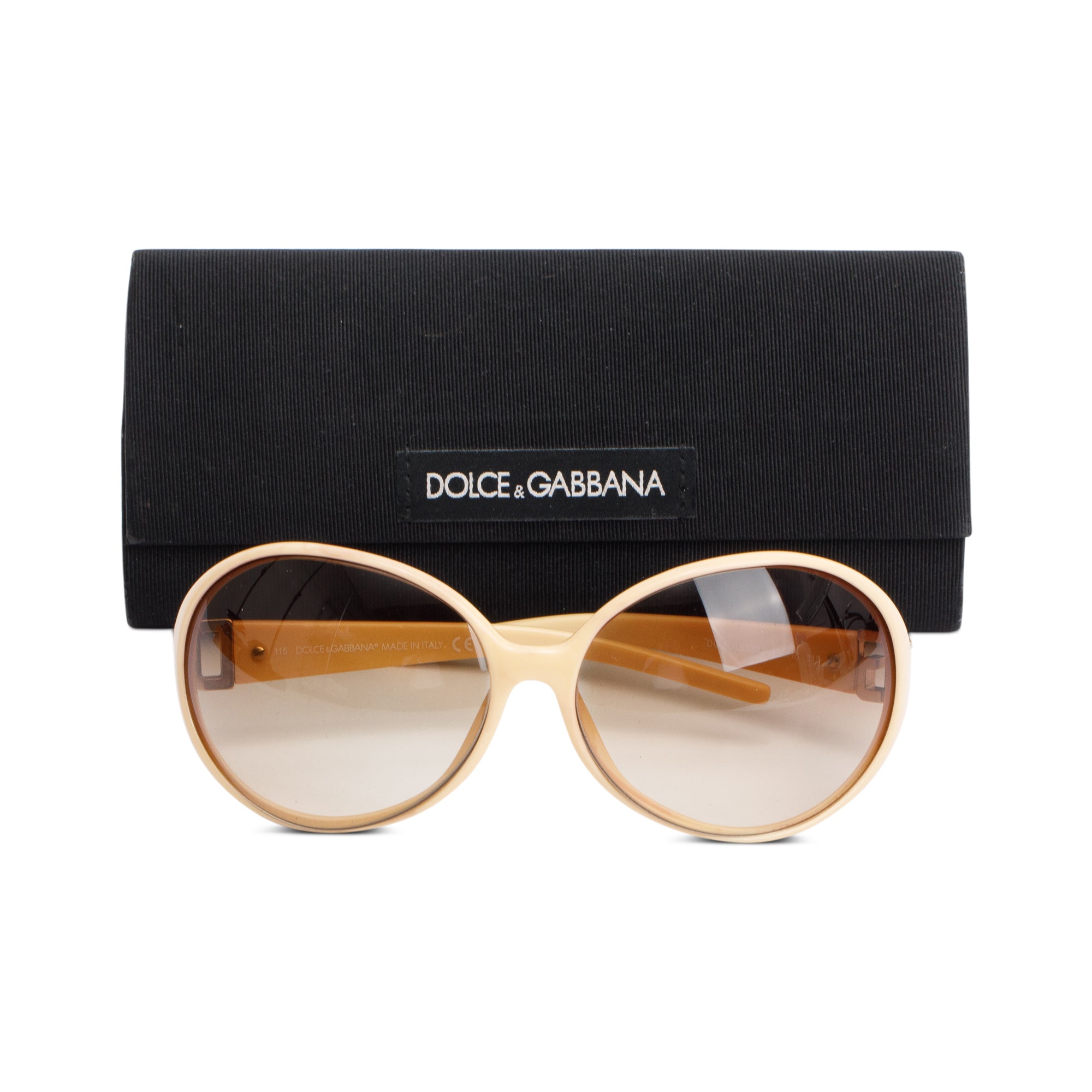 Dolce & Gabbana DG808S Beige Acetate Crystal Oversize Shield Sunglasses w/ Case