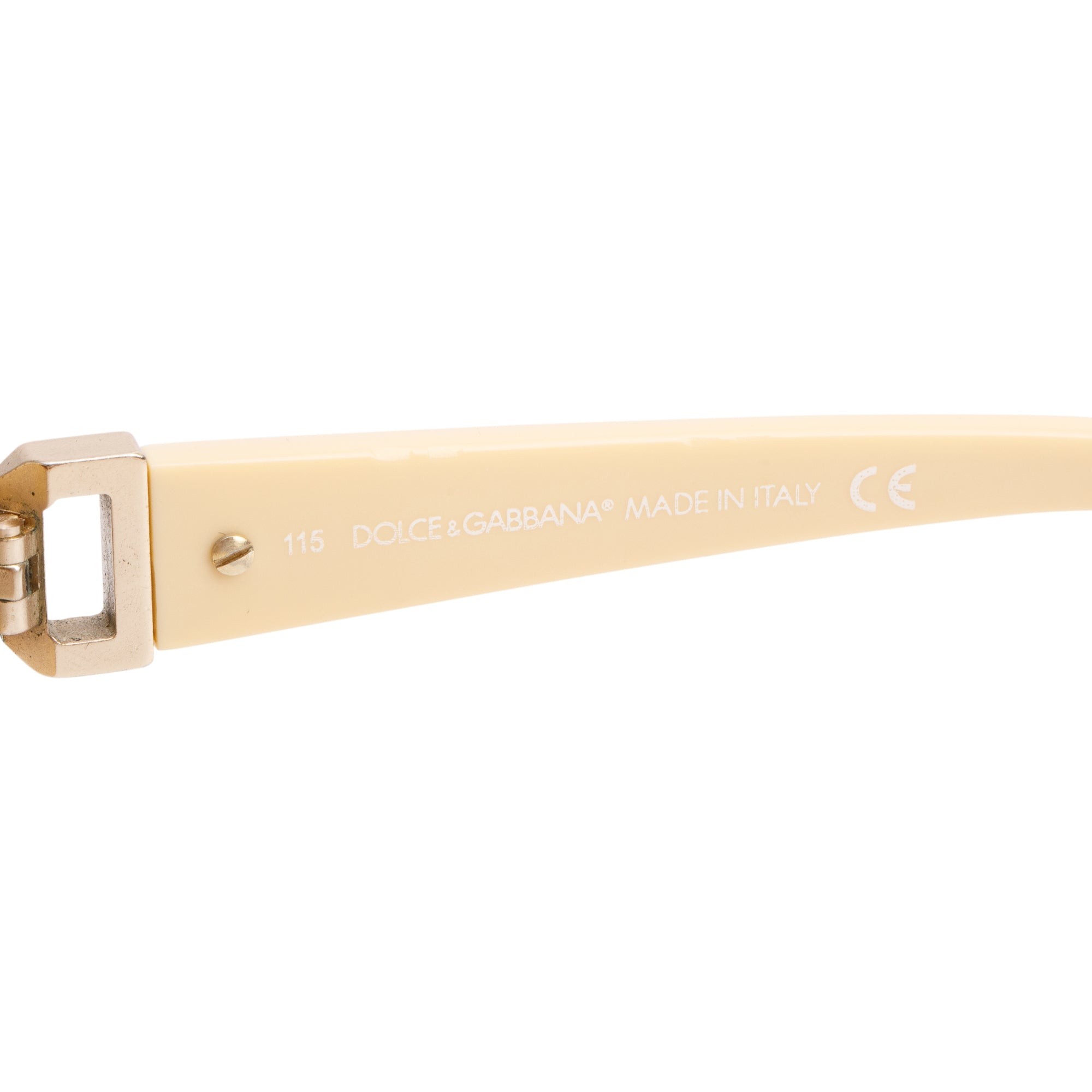 Dolce & Gabbana DG808S Beige Acetate Crystal Oversize Shield Sunglasses w/ Case