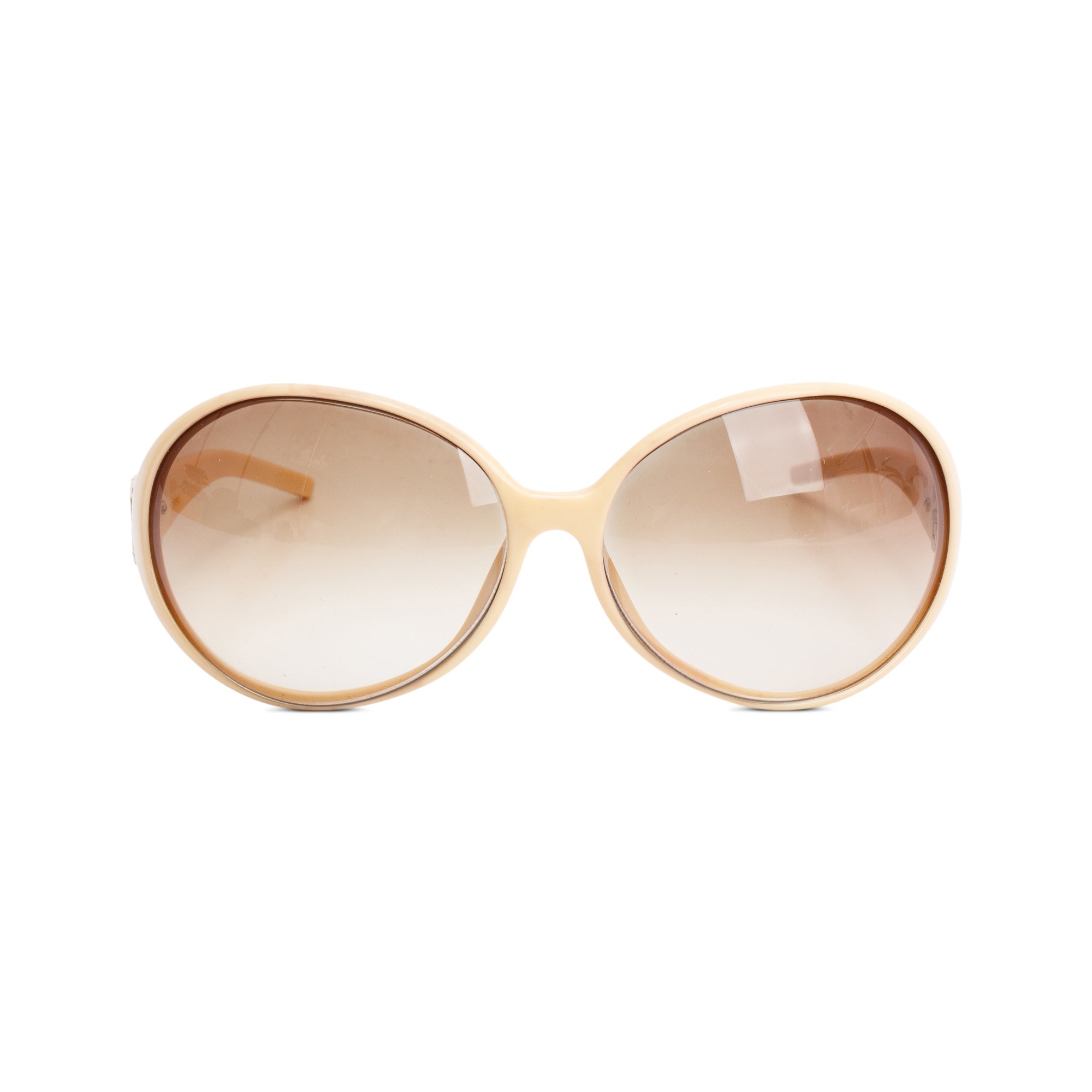 Dolce & Gabbana DG808S Beige Acetate Crystal Oversize Shield Sunglasses w/ Case