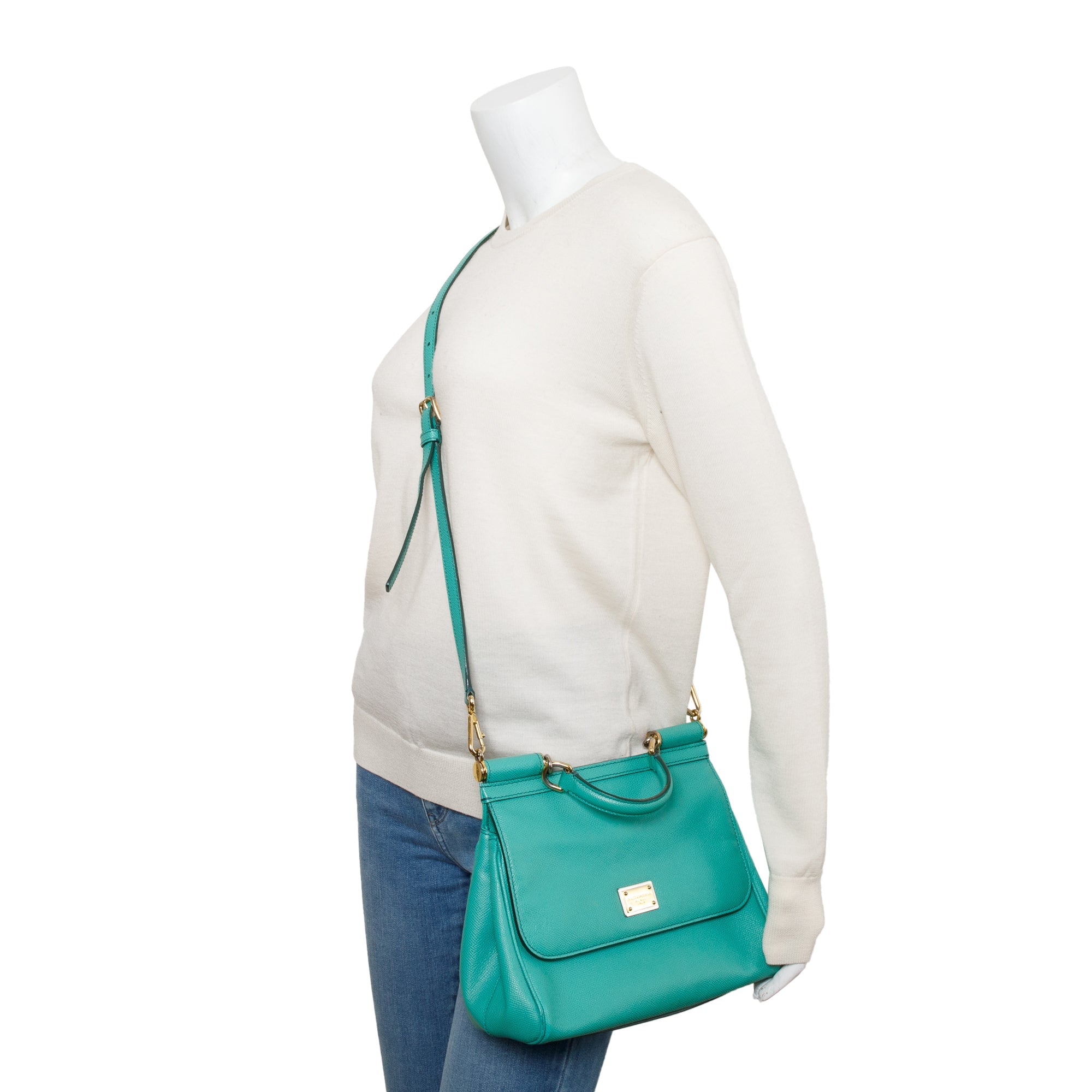 Dolce & Gabbana Green Dauphine Leather Medium Miss Sicily Bag w/ Strap