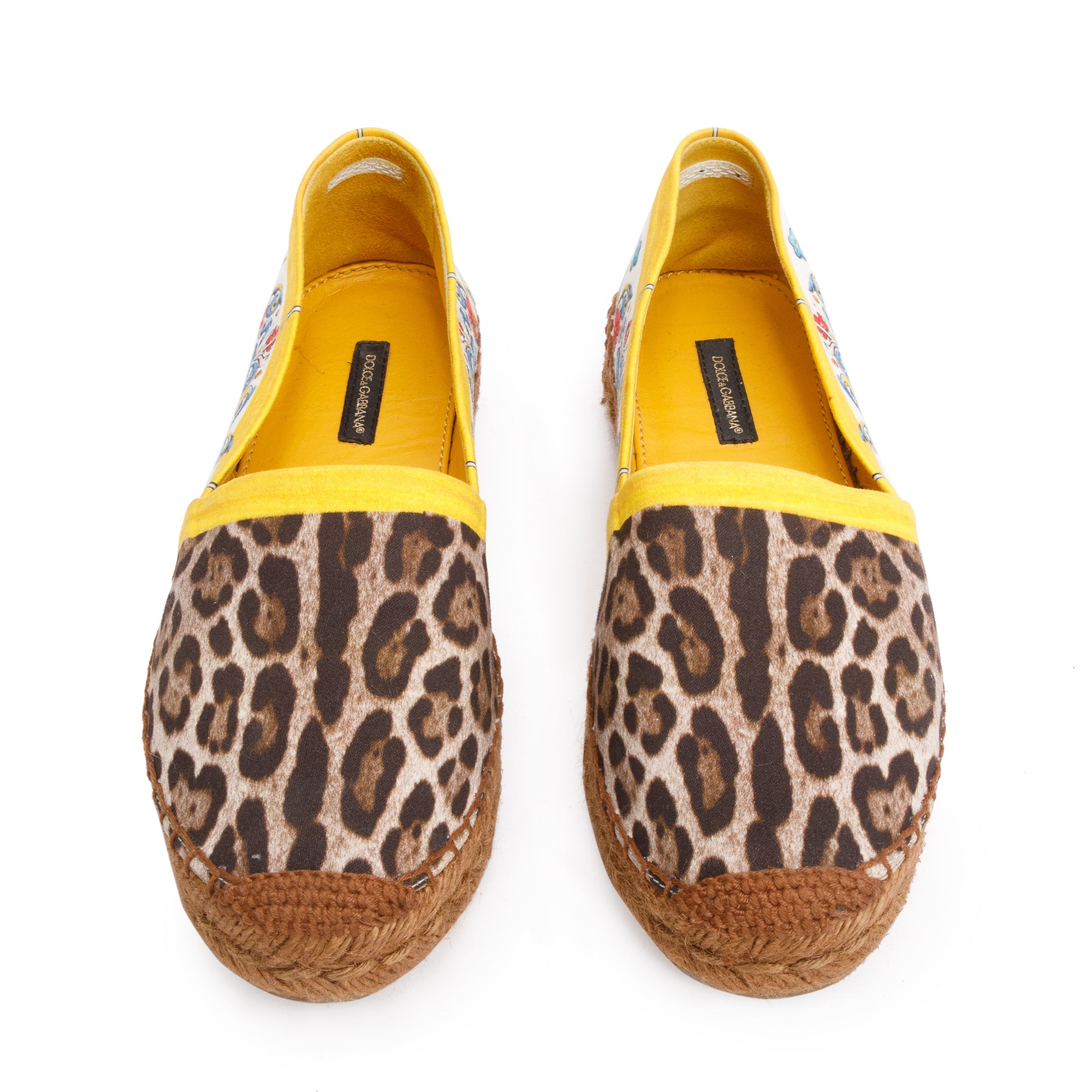 Dolce & Gabbana Multicolor Leopard Majolica Print Canvas Espadrille, Size 37