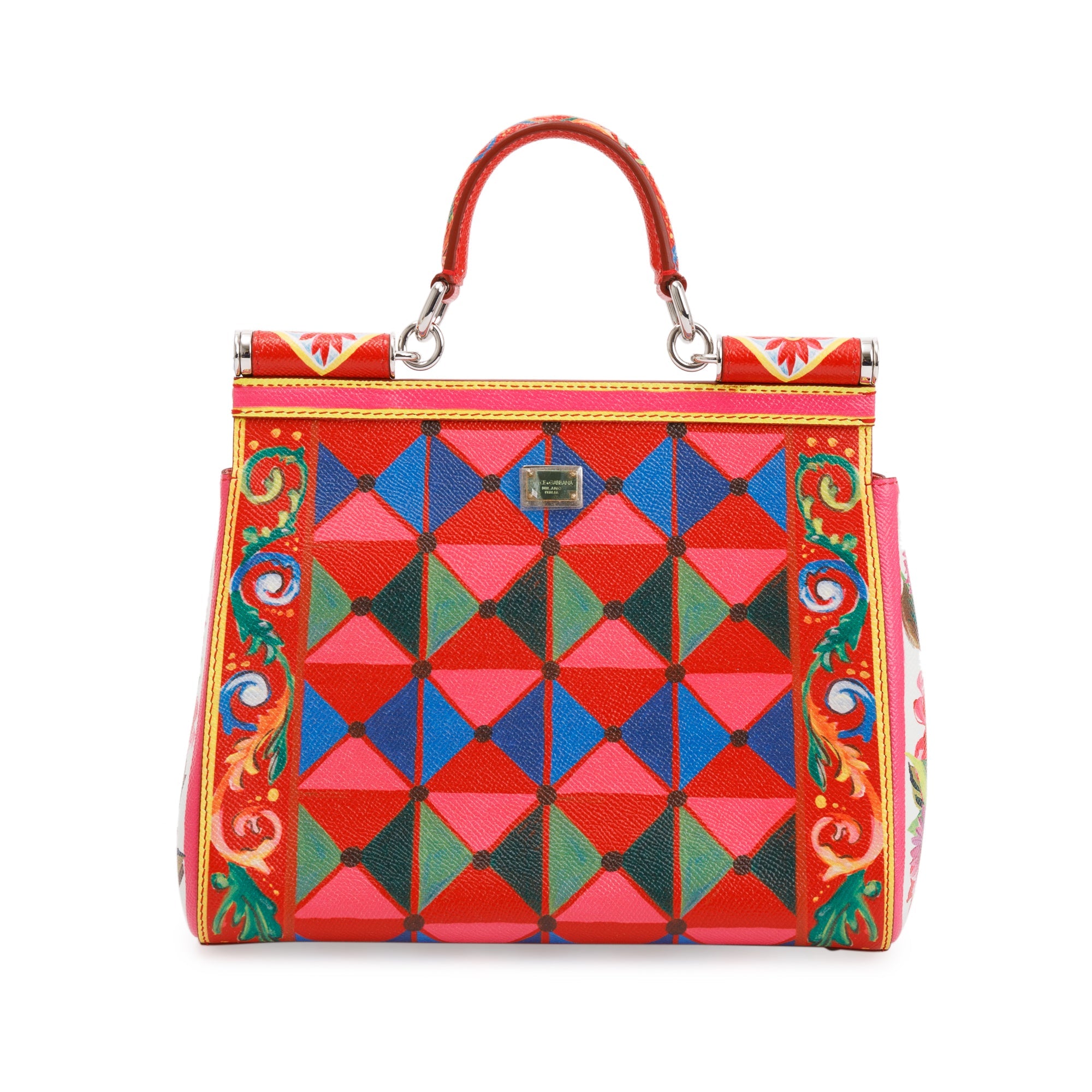 Dolce & Gabbana Multicolour Mambo Print Dauphine Leather Medium Miss Sicily Bag w/ Strap & Authenticity Card