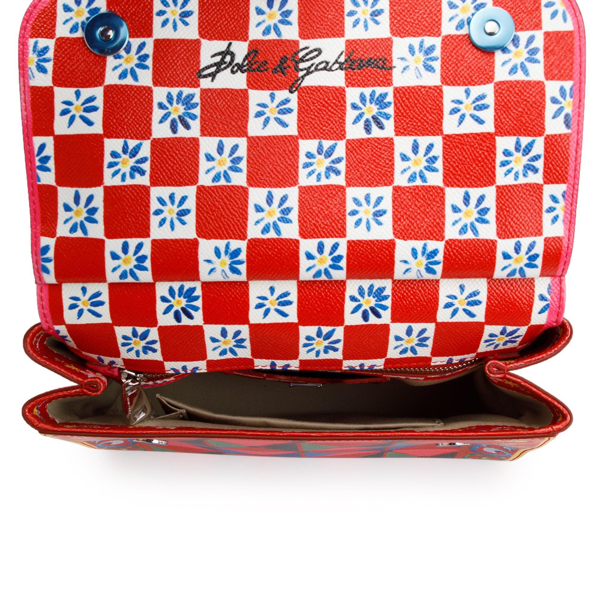 Dolce & Gabbana Multicolour Mambo Print Dauphine Leather Medium Miss Sicily Bag w/ Strap & Authenticity Card