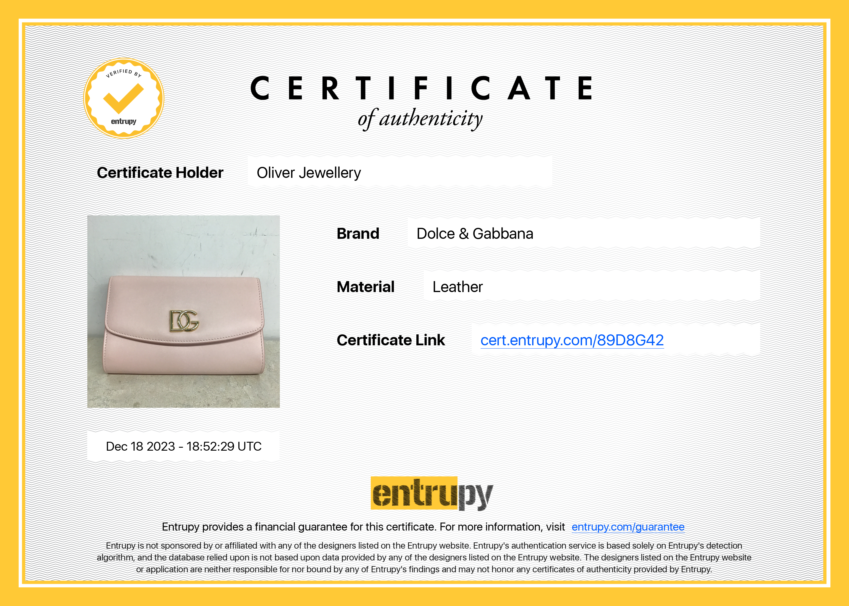 Dolce & Gabbana Pink Calfskin Leather DG Logo Flap Chain Clutch Bag w/ Authenticity Card