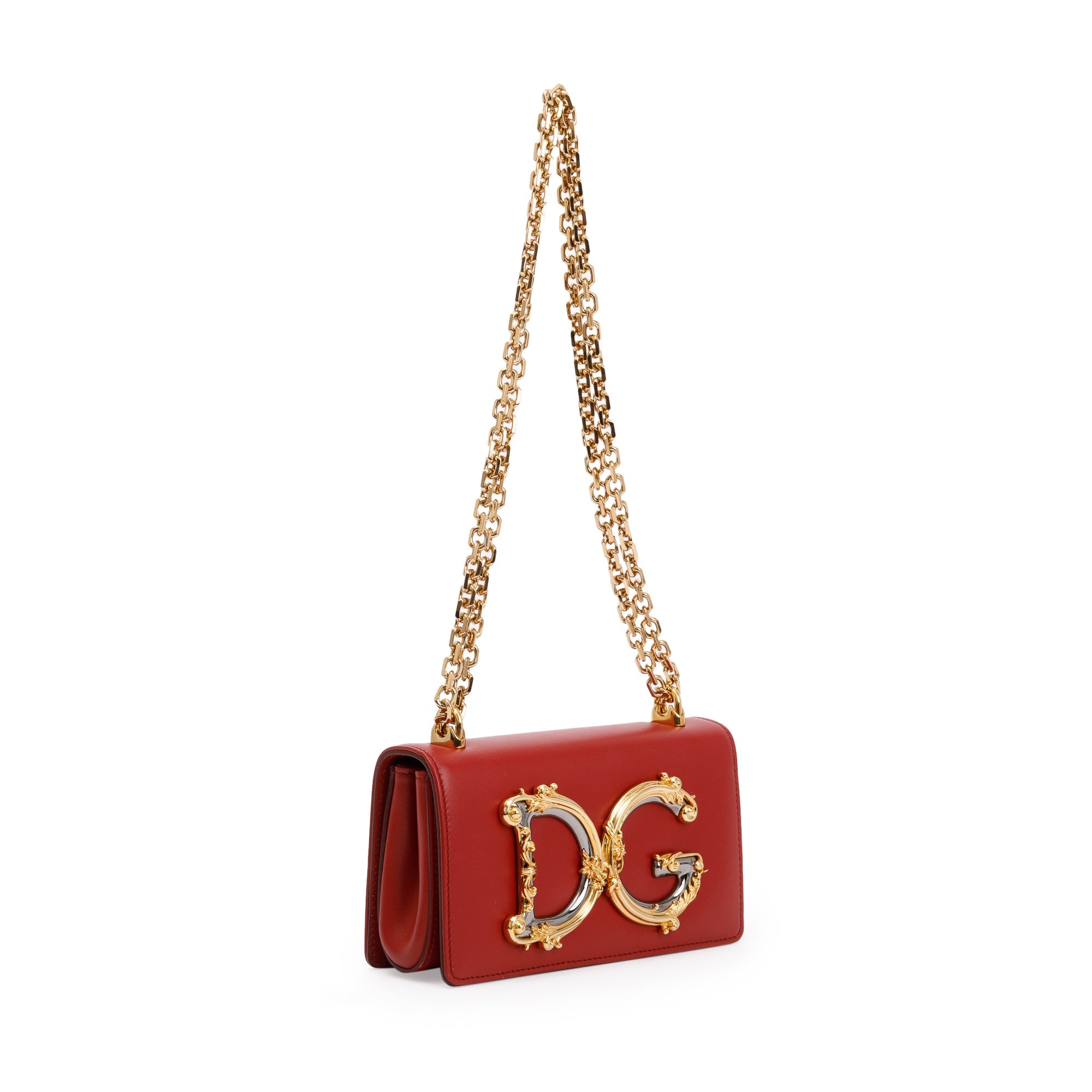 Dolce & Gabbana Red Calfskin Leather DG Girls Phone Crossbody Bag