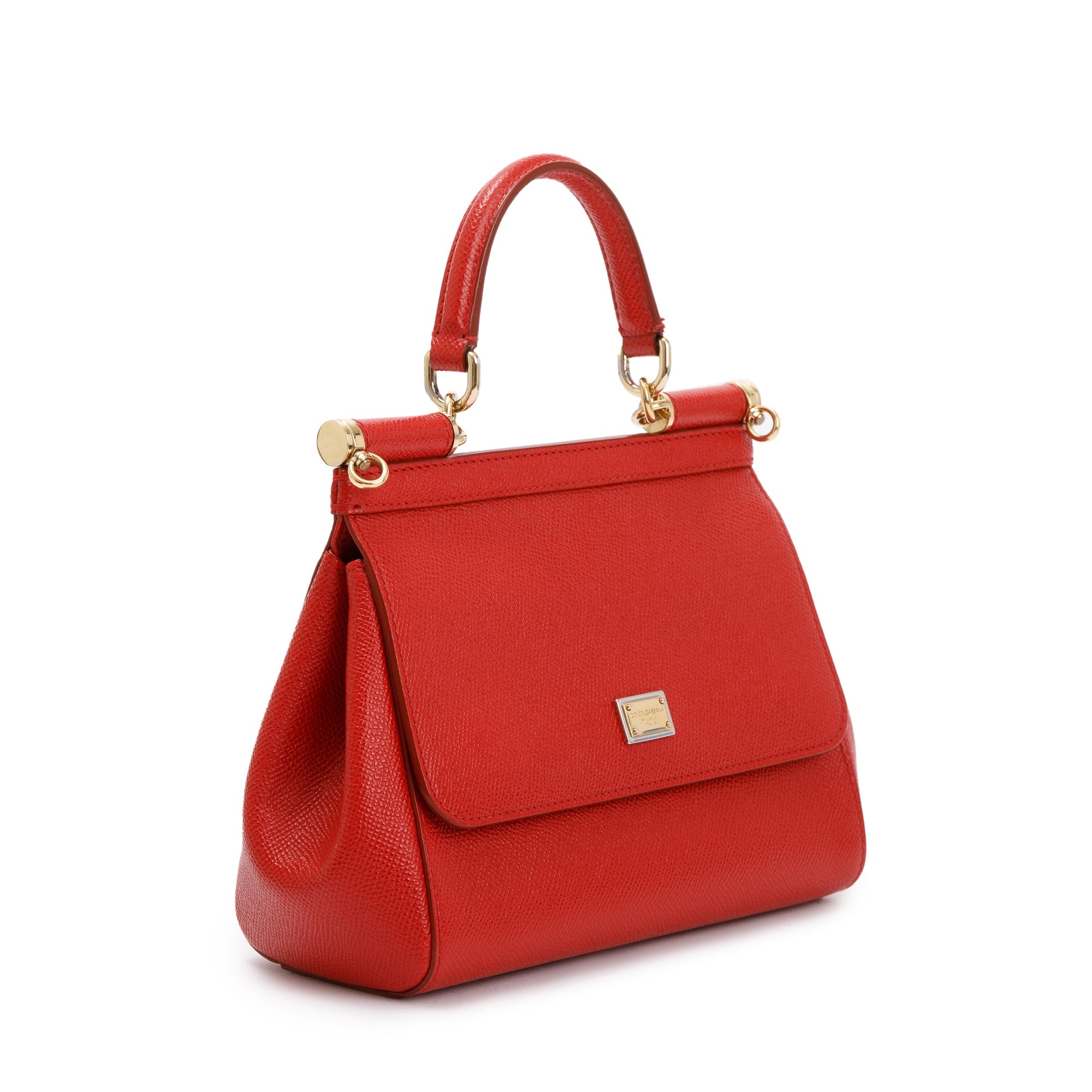 Dolce & Gabbana Red Dauphine Leather Small Miss Sicily Bag w/ Strap