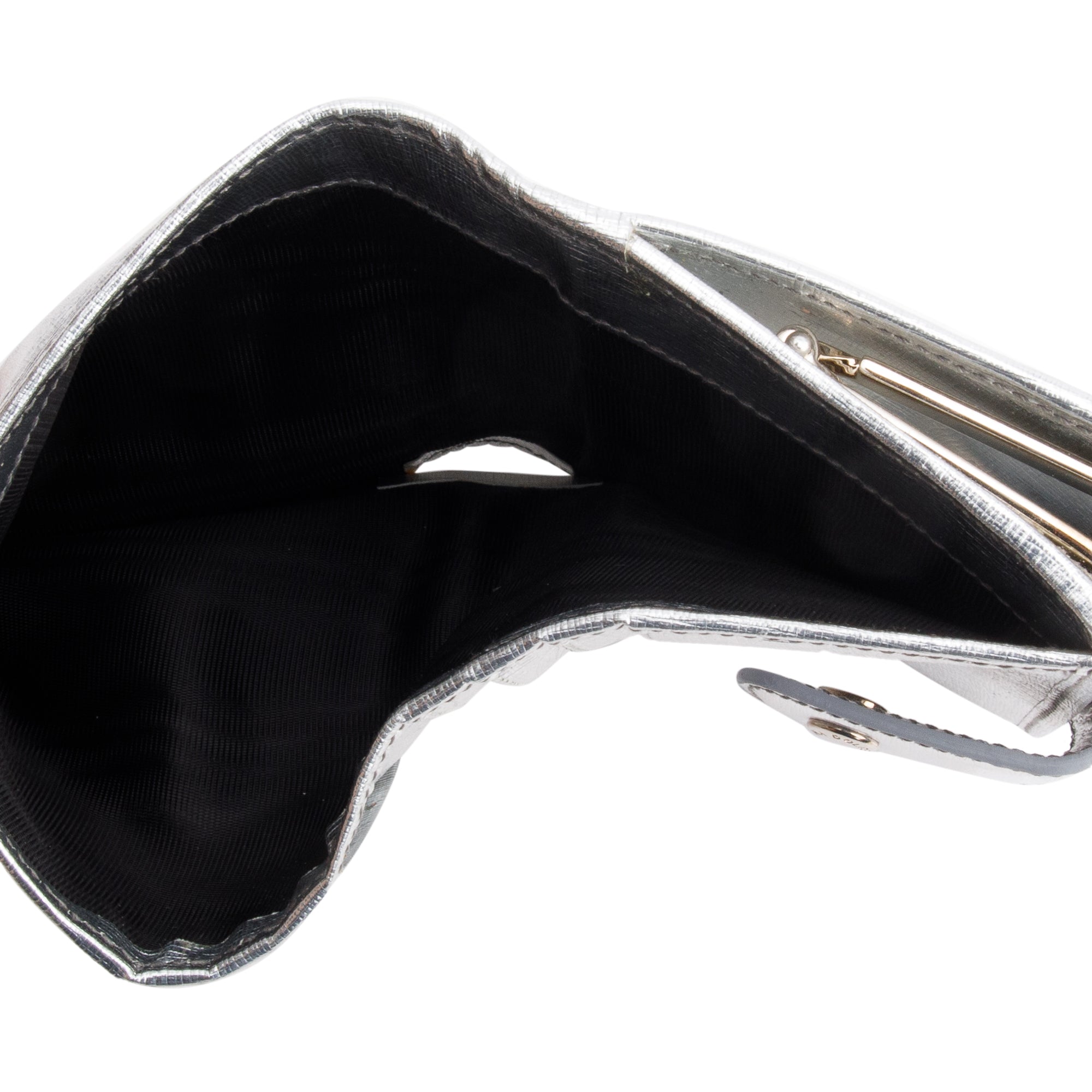 Dolce & Gabbana Silver Metallic Leather DG Compact Wallet