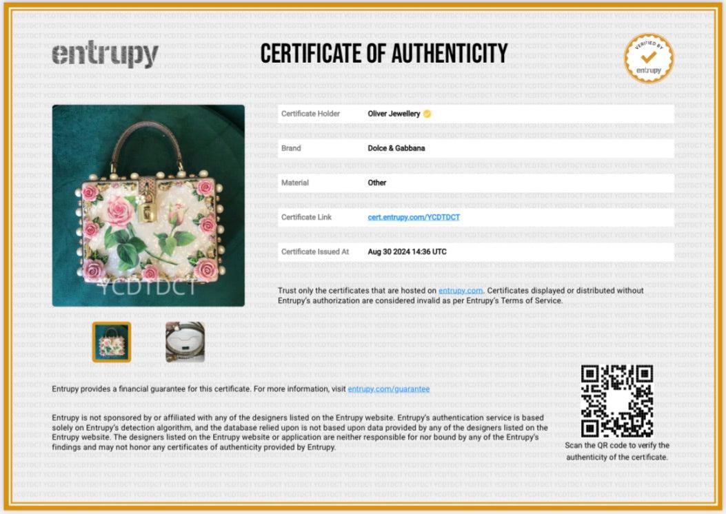 Dolce & Gabbana White Multicolor Mother of Pearl, Crystal & Floral Appique Python Trim Box Bag w/ Strap, Authenticity Card & Box