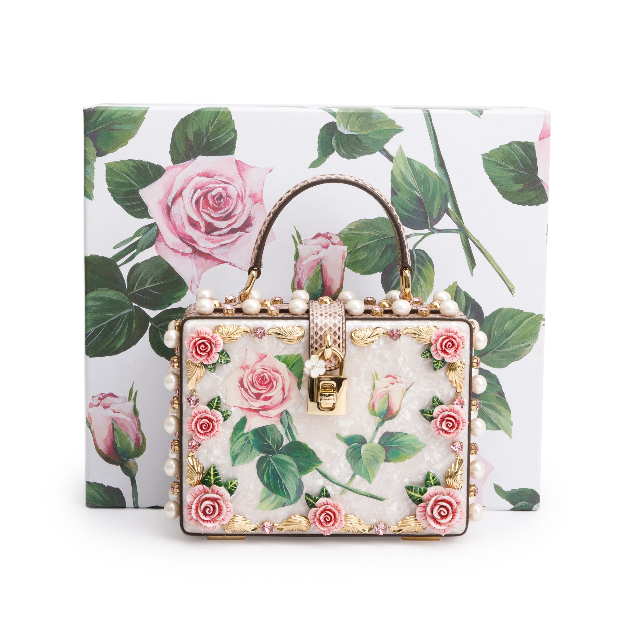 Dolce & Gabbana White Multicolor Mother of Pearl, Crystal & Floral