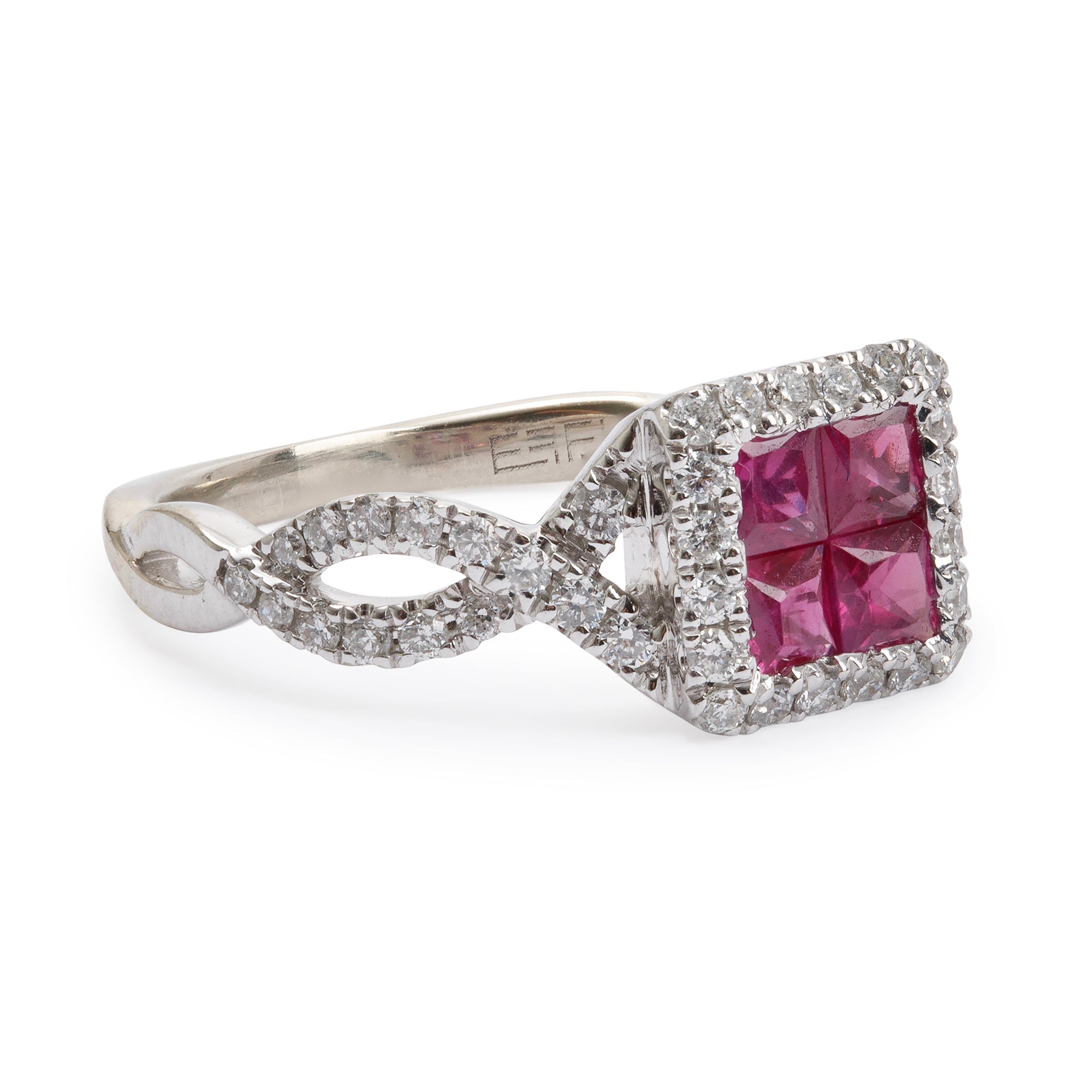EFFY 14k White Gold Ruby and Diamond Ring