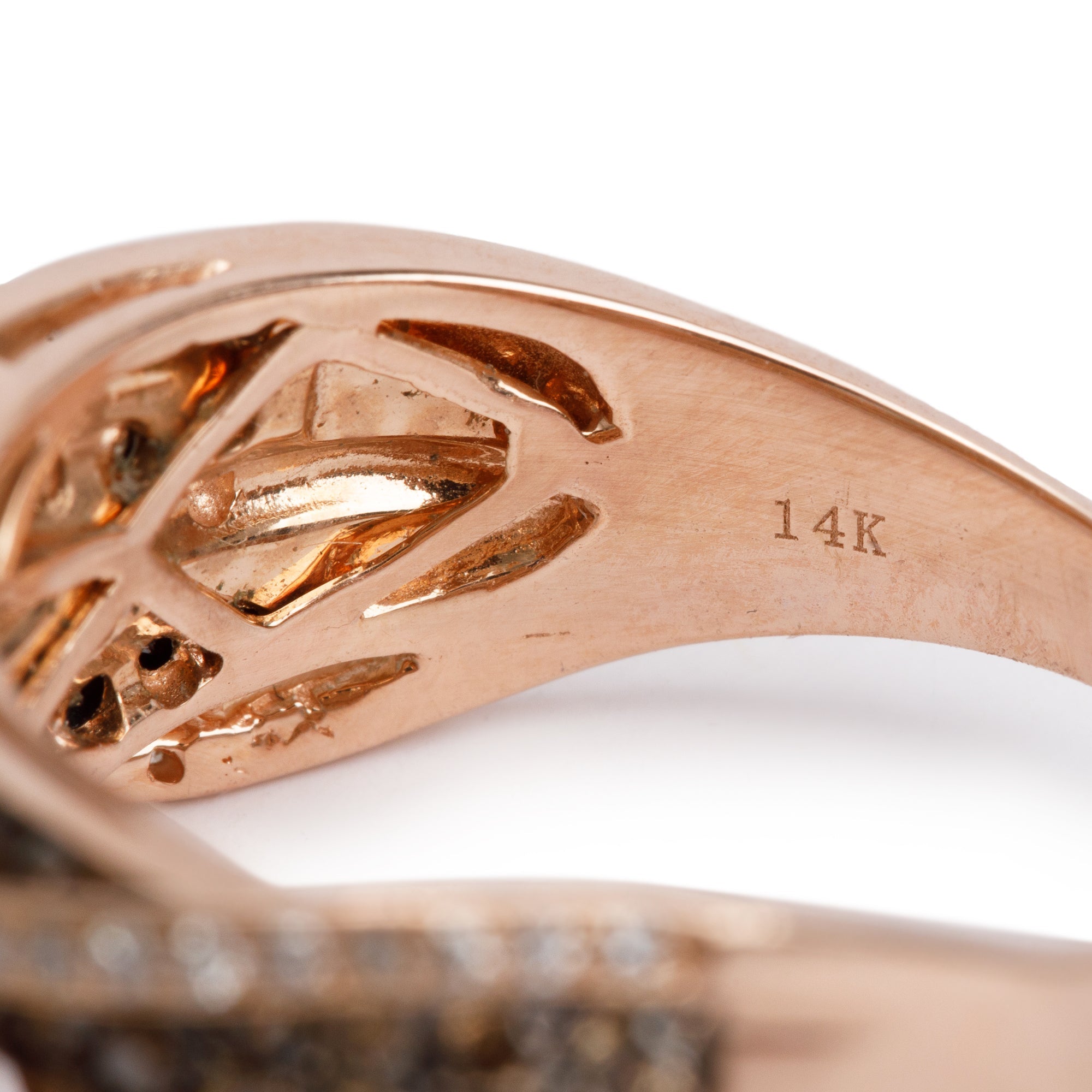 Effy 14k Rose Gold Black & White Diamond Crossover Ring, Size 11 w/ Receipt