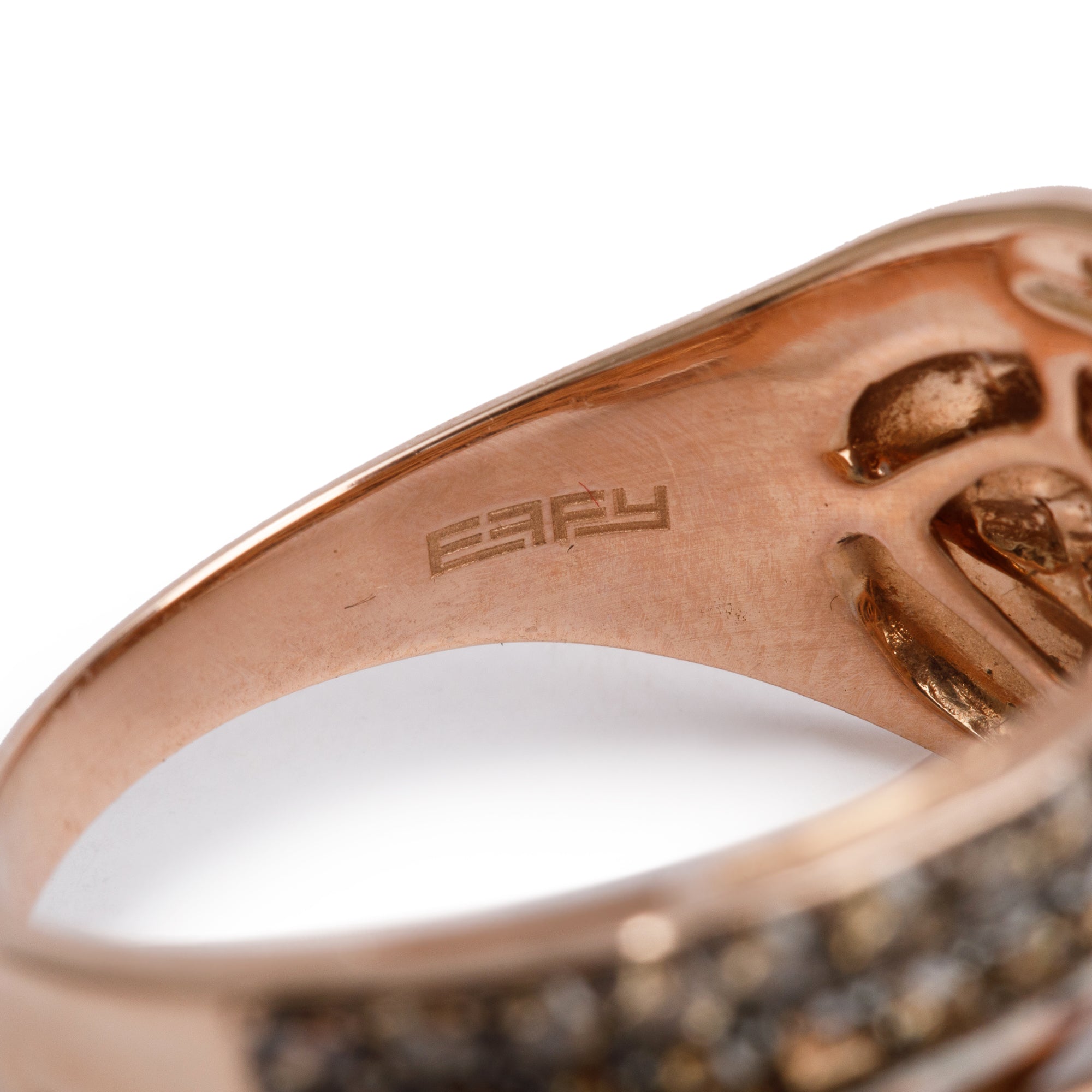 Effy 14k Rose Gold Black & White Diamond Crossover Ring, Size 11 w/ Receipt