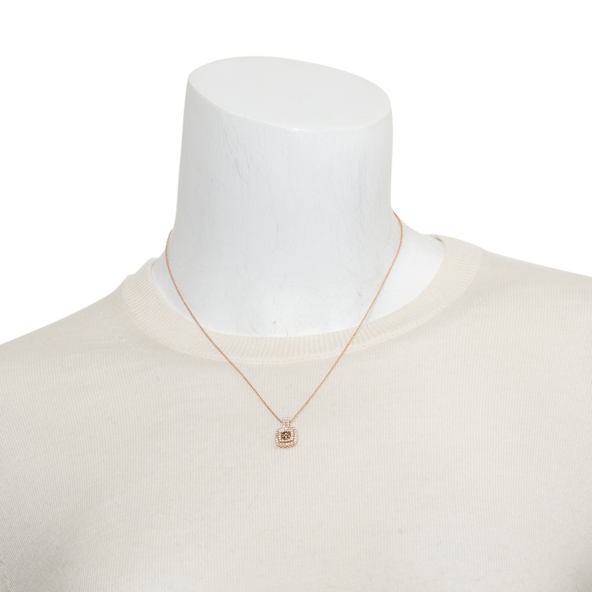 Effy 14k Rose Gold Diamond Square Pendant Necklace