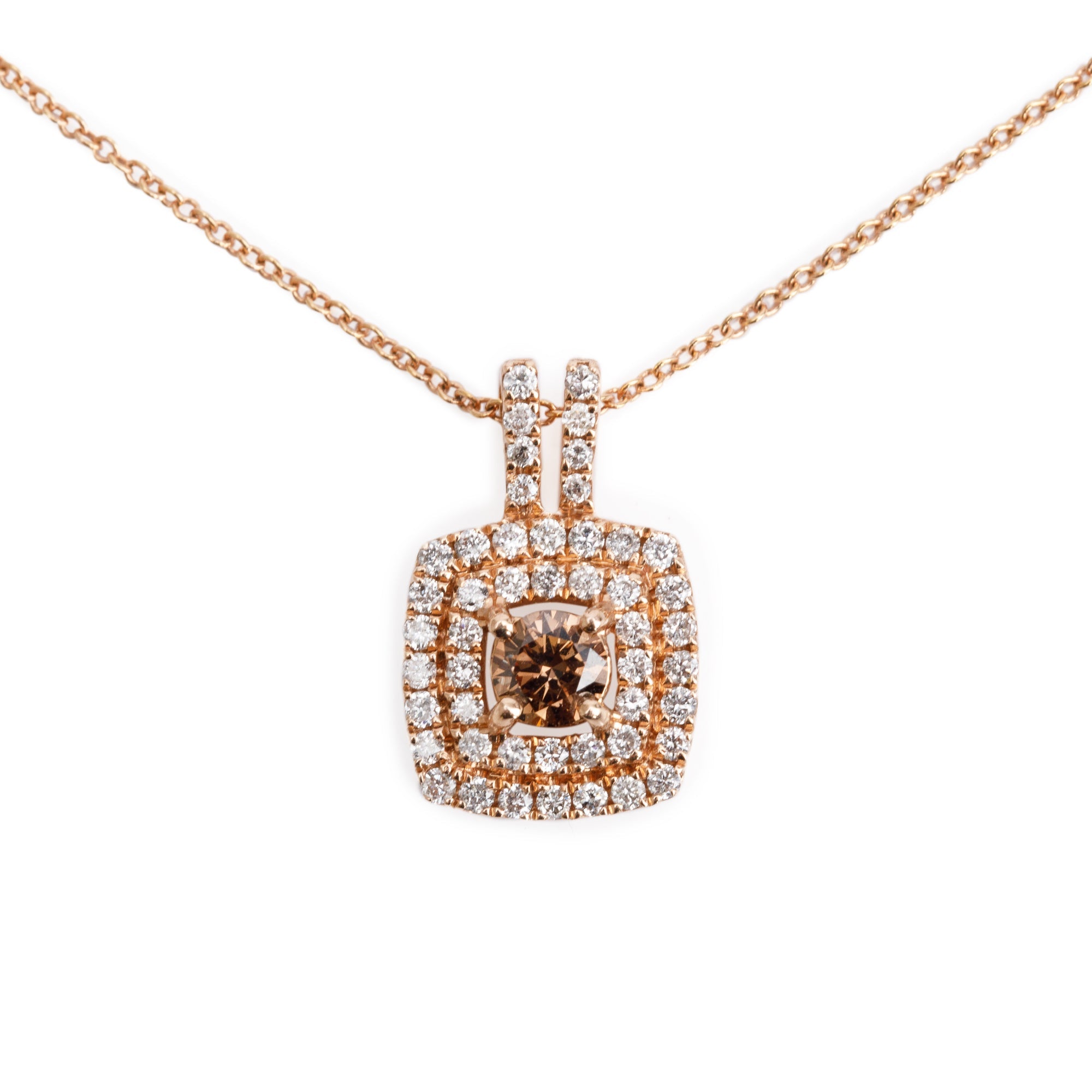 Effy 14k Rose Gold Diamond Square Pendant Necklace