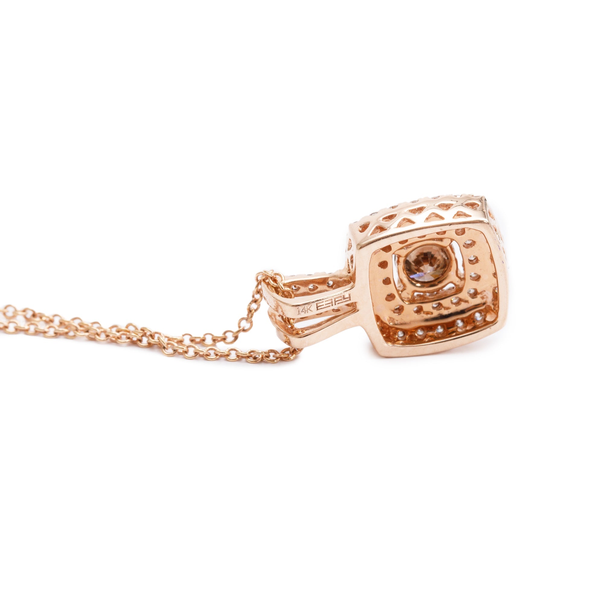 Effy 14k Rose Gold Diamond Square Pendant Necklace