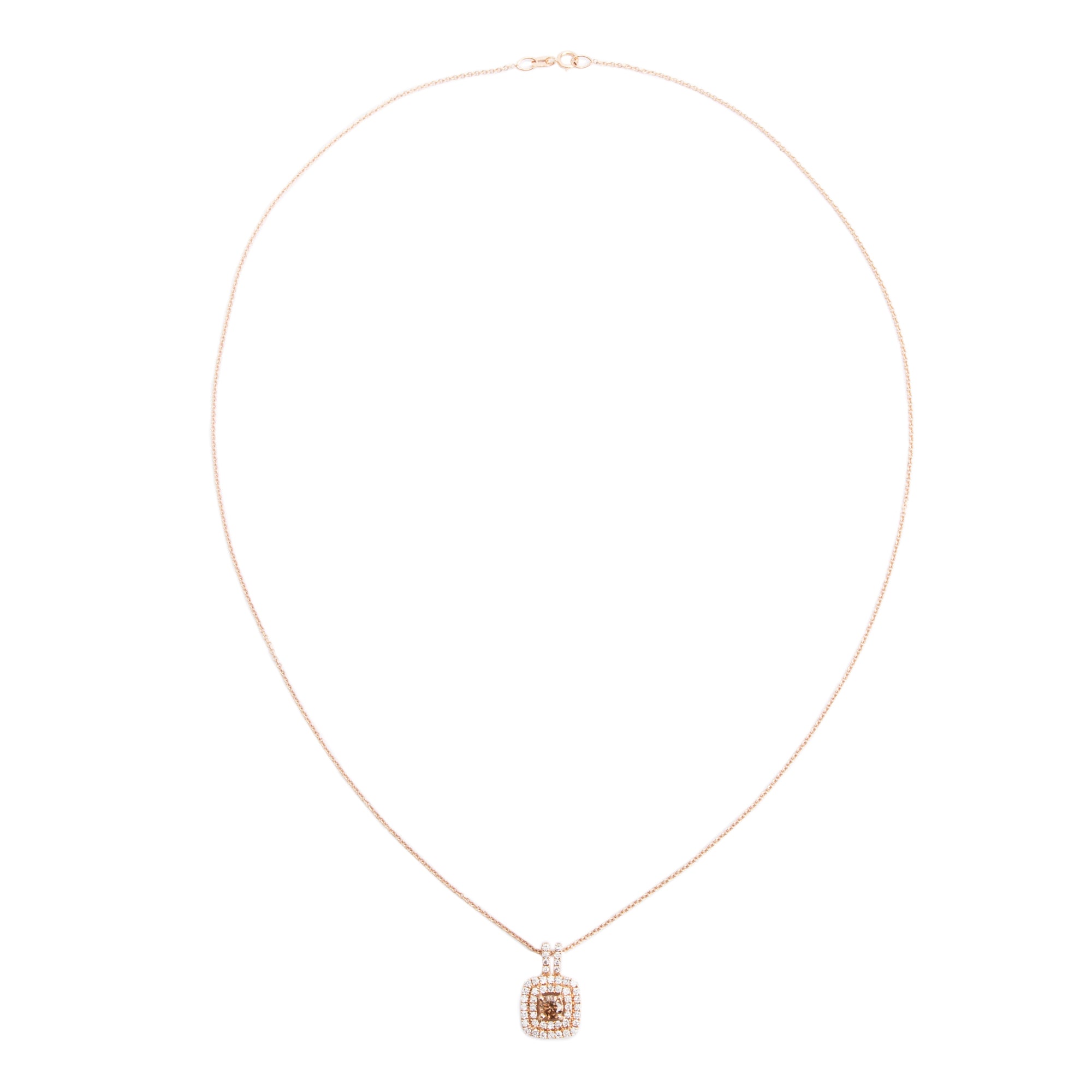 Effy 14k Rose Gold Diamond Square Pendant Necklace