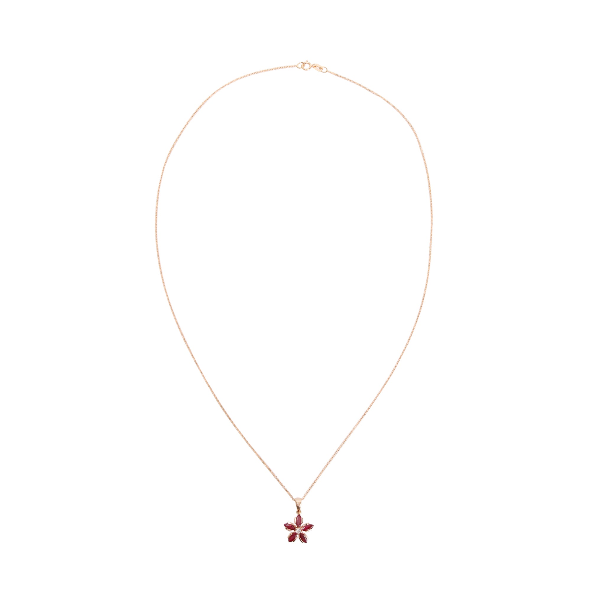 Effy 14k Rose Gold Ruby & Diamond Floral Pendant Necklace