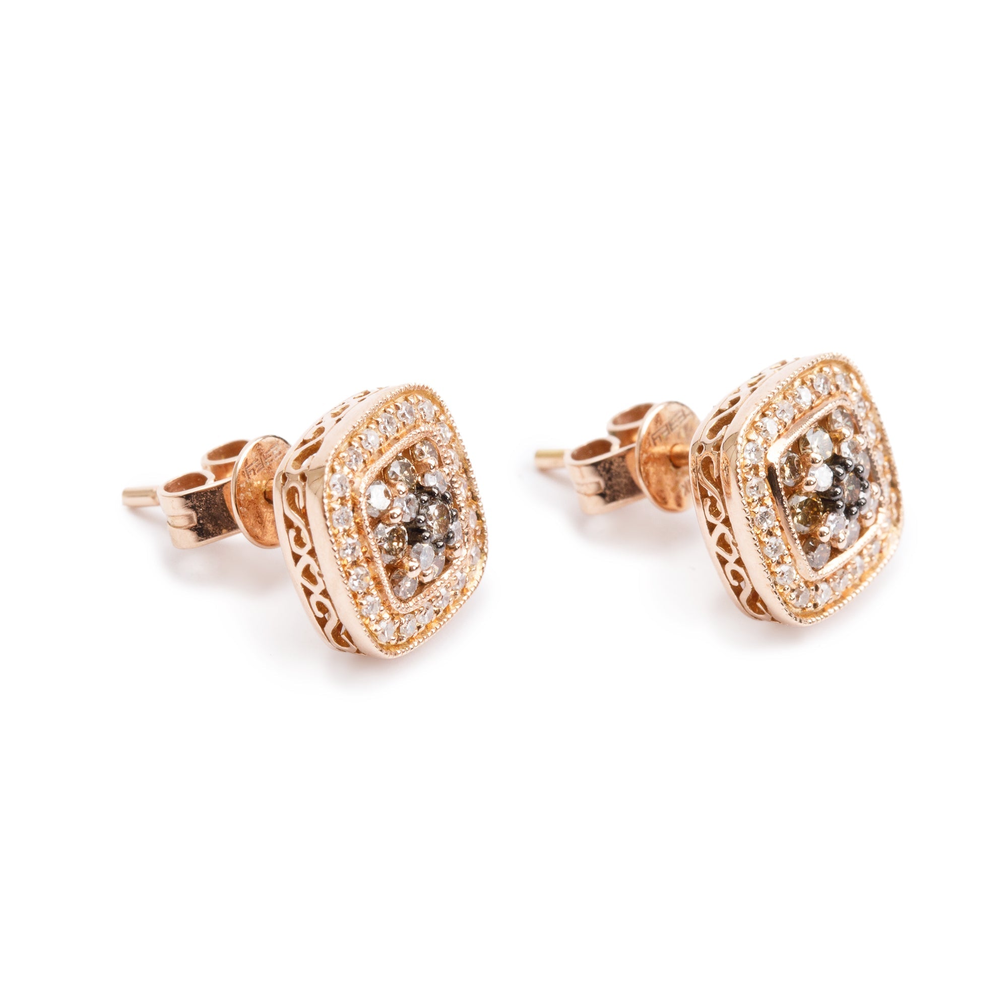 Effy 14k Rose Gold Square Diamond Earrings