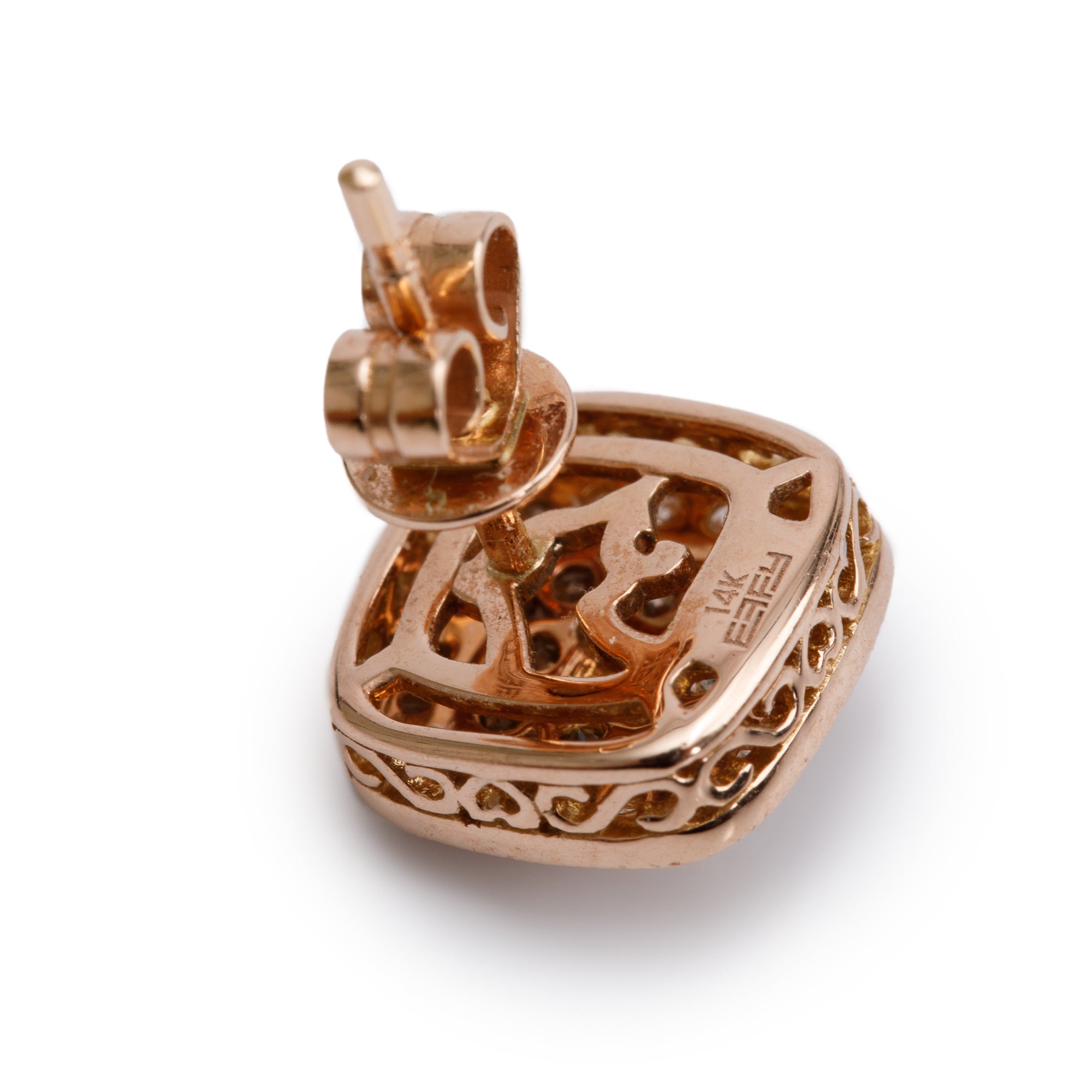 Effy 14k Rose Gold Square Diamond Earrings