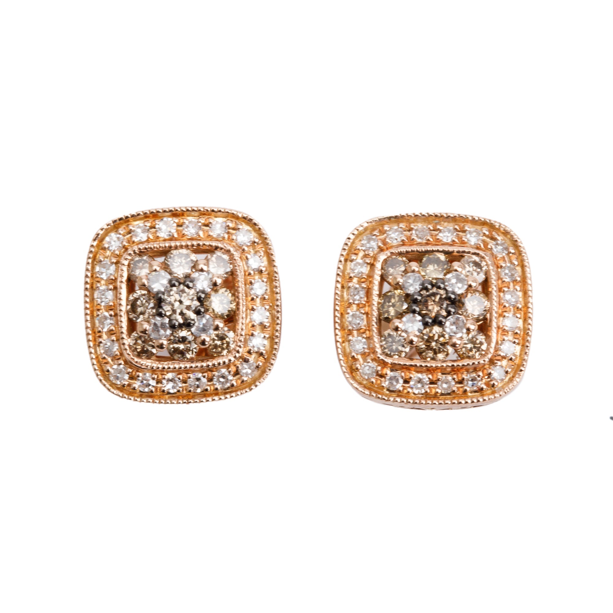 Effy 14k Rose Gold Square Diamond Earrings