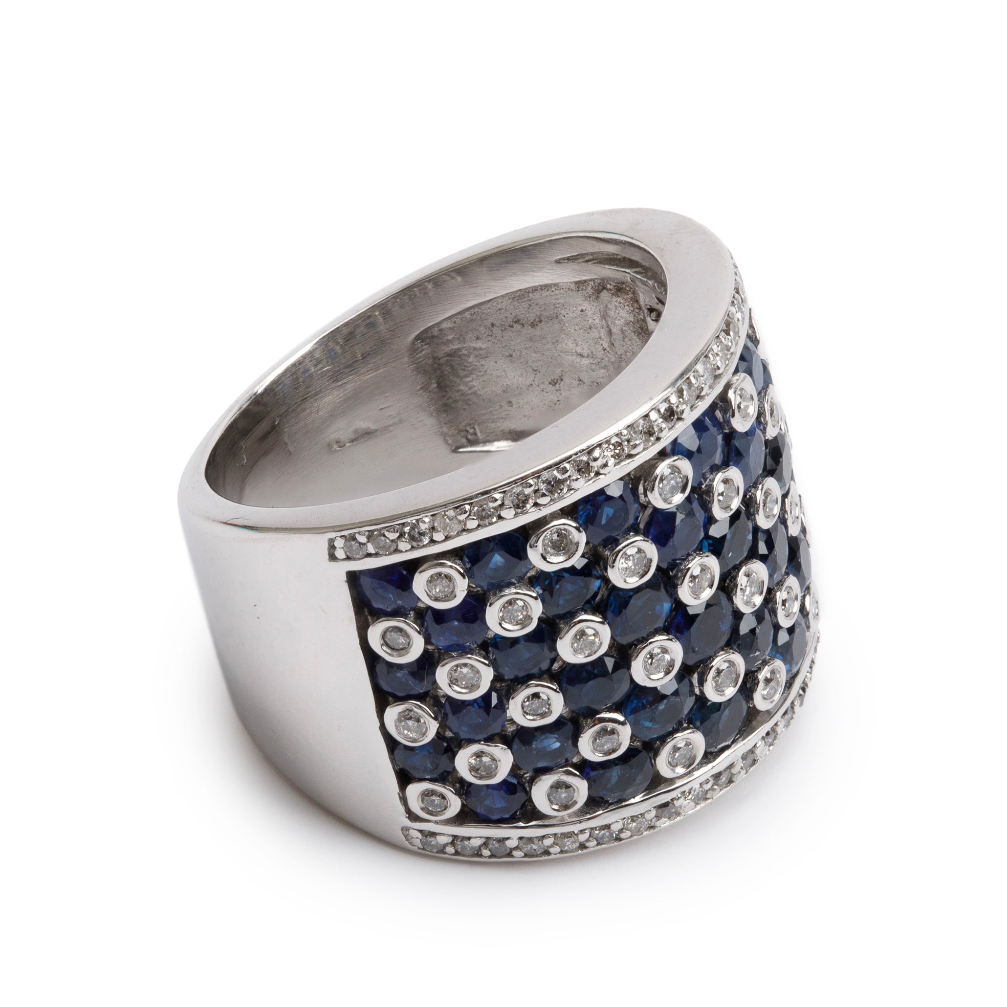 Effy 14k White Gold Blue Sapphire & Diamond Ring, Size 7