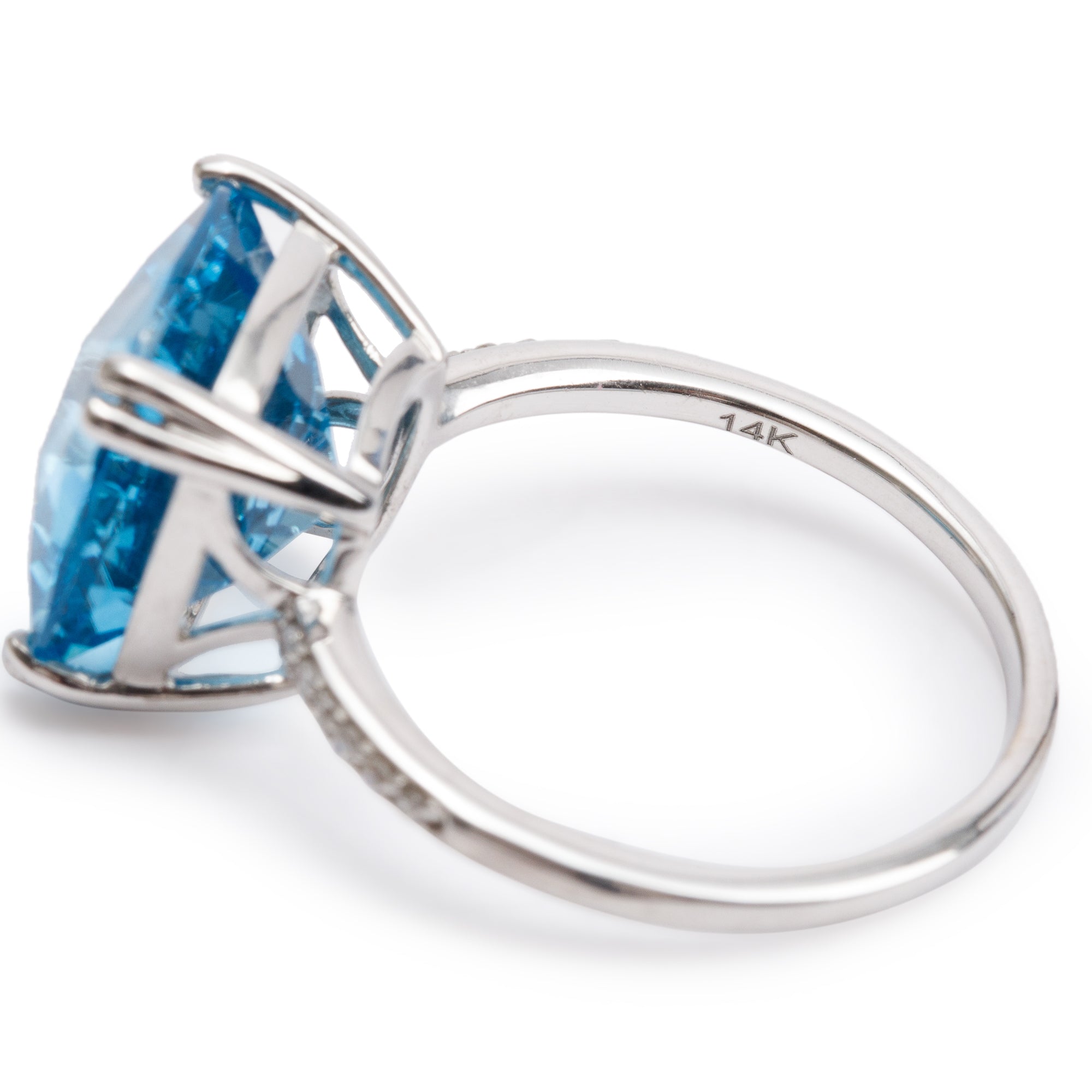 Effy 14k White Gold Blue Topaz & Diamond Ring, Size 7