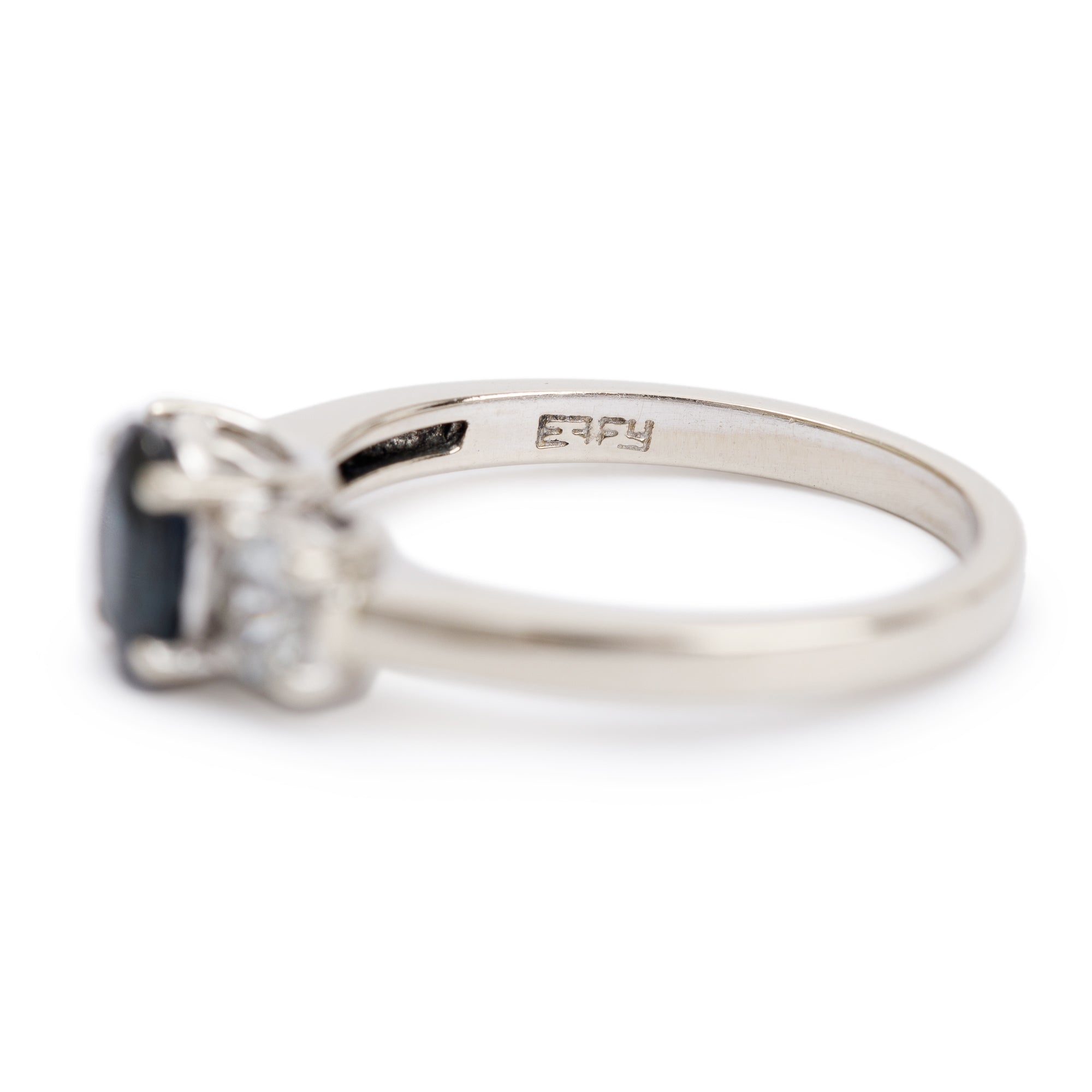 Effy 14k White Gold Blue & White Three Stone Sapphire Ring, Size 7.25